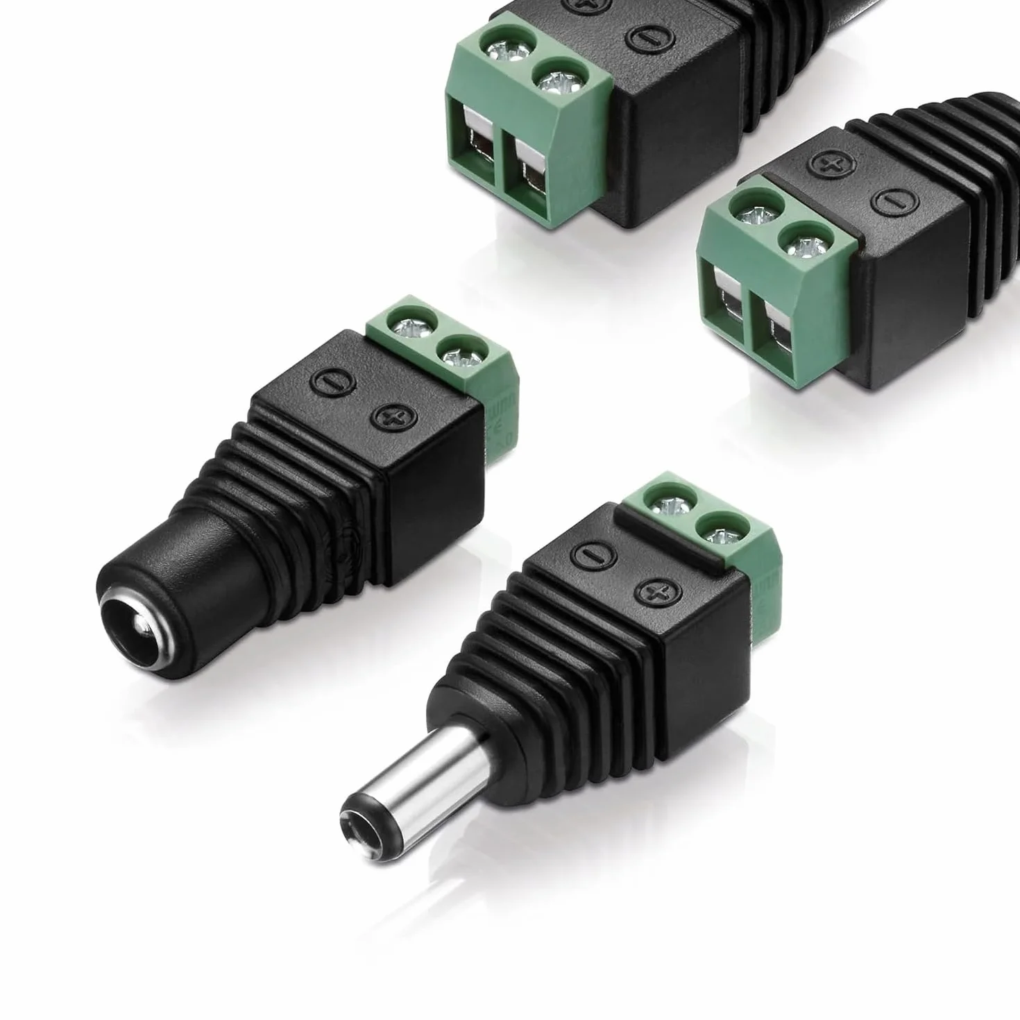 Złącze męskie DC 5,5 mm x 2,1 mm – zacisk śrubowy, 30 V DC, 2 A, do systemów CCTV i elektroniki, złącze zasilania niskonapięciowego