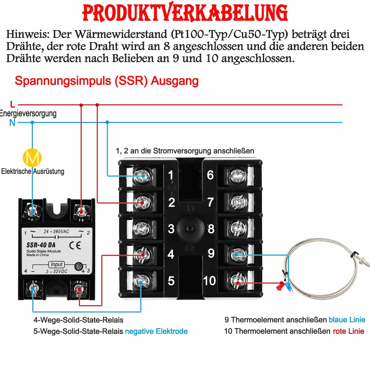 Zestaw cyfrowy regulator temperatury REX-C100 LED PID, termostat z termoparą typu K, przekaźnik wejściowy czujnika, wyjście SSR (0-400 ℃)