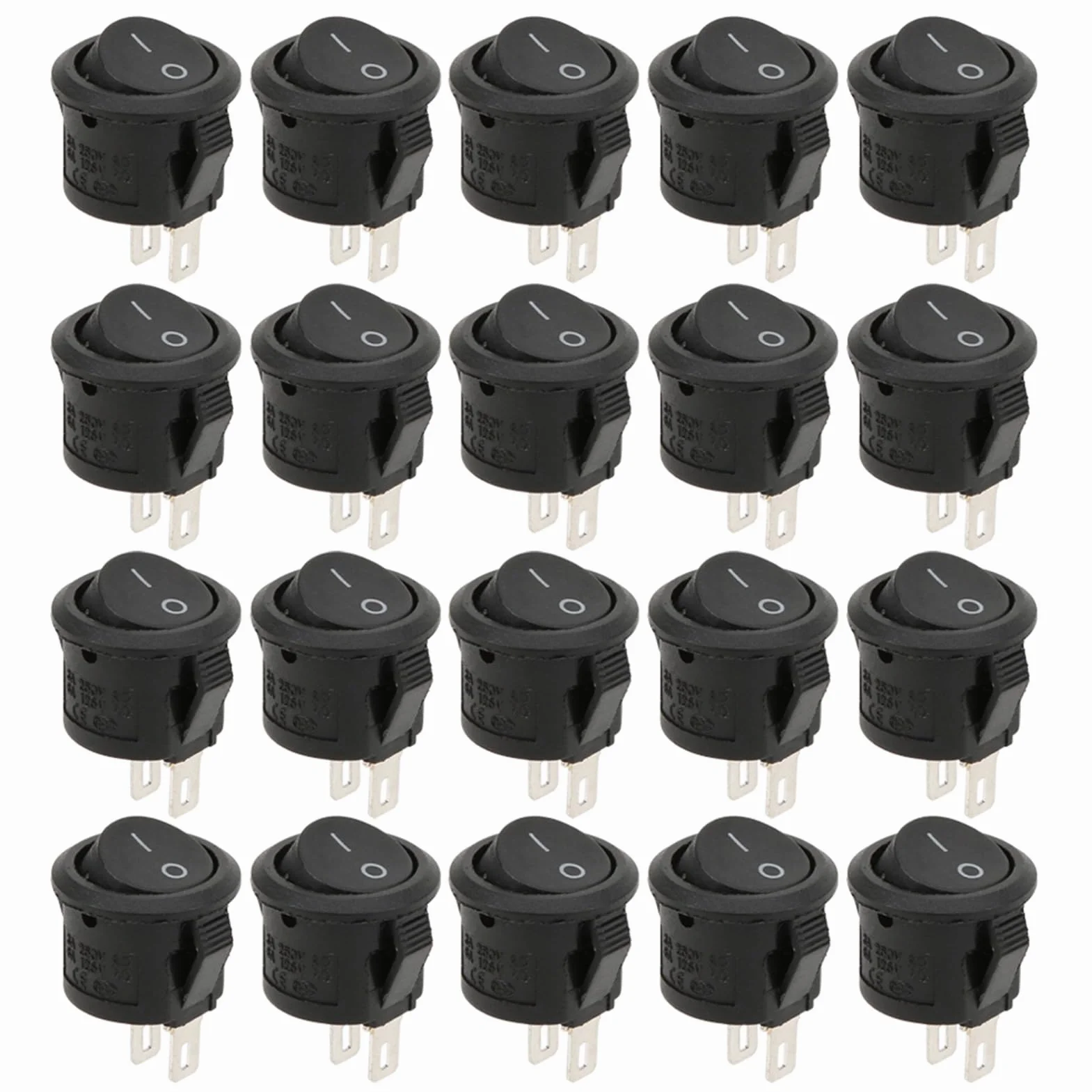 Przemysłowy przełącznik kołyskowy 2 pin 2 pozycja mały okrągły wyłącznik zasilania 15mm dla elektroniki 20 sztuk