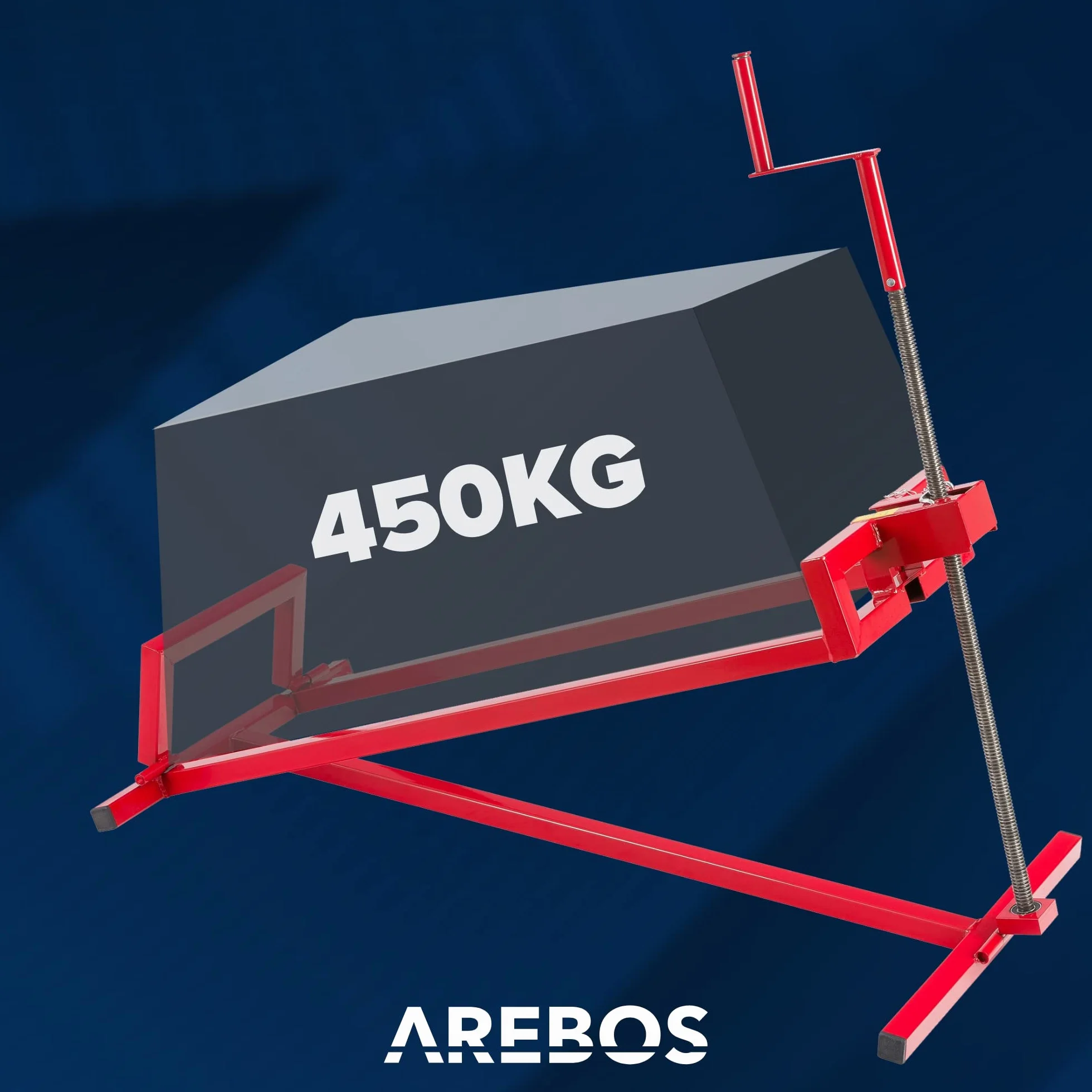 Arebos Podnośnik kosiarki | 450 kg | Kąt nachylenia ok. 45° | Czerwony | Stabilny i solidny