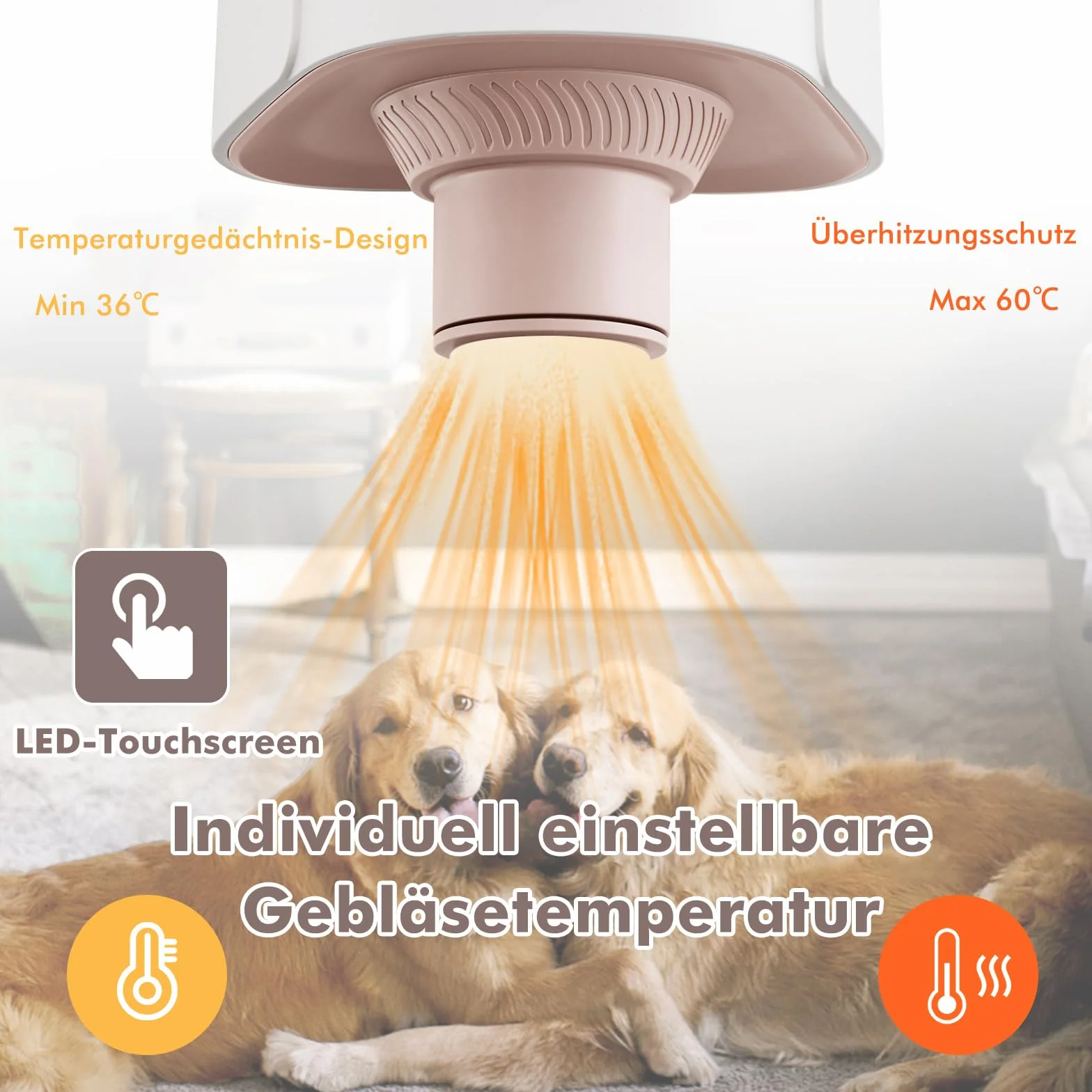 COSTWAY Suszarka dla psów 1700W, 4 dysze | wskaźnik LED | regulowana prędkość i temperatura | cicha, dmuchawa do pielęgnacji dla psów i kotów, suszarka Pet Dryer Blower, biała
