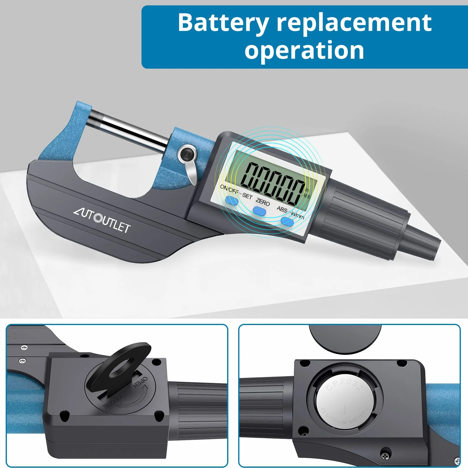 AUTOUTLET Cyfrowy mikrometr elektroniczny wyświetlacz LCD elektroniczny miernik 0~25 mm cyfrowy mikrometr zewnętrzny z trybami bezwzględnymi i przyrostowymi calami/metrycznymi