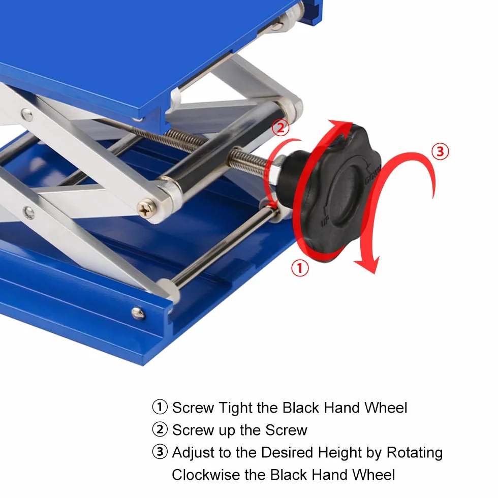 stonylab Gniazdo laboratoryjne 150 x 150 mm anodowane Alumunium Top Deck Laboratorium Podnośnik Podnośnik Lab Podnoszenie Stół Scissor Jack ze wspornikiem 10 kg, 63 do 260 mm
