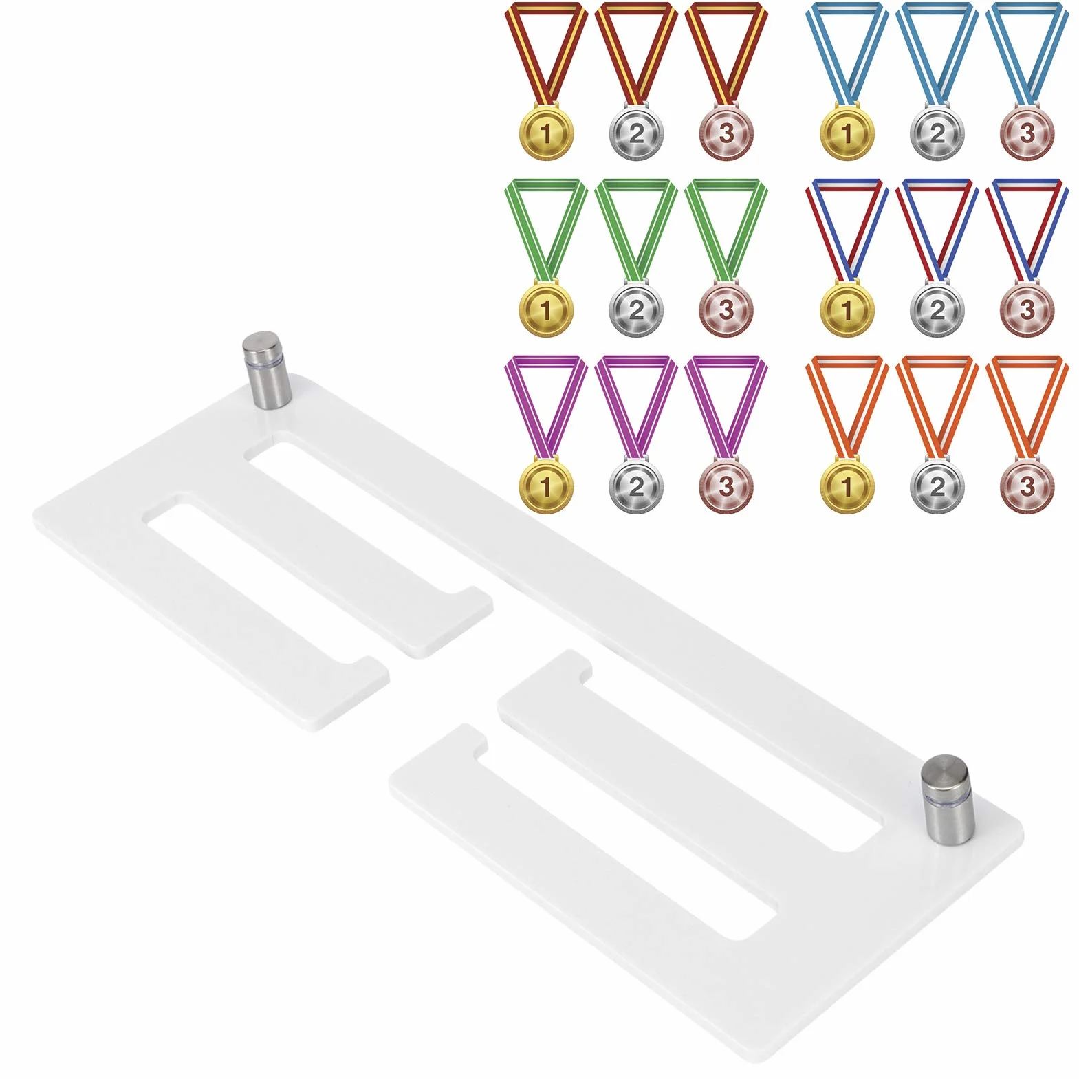 01 02 015 Wygodny stojak na nagrody, wieszak na medale, stojak ekspozycyjny na medale montowany na ścianie wieszak na medal, do powieszenia w domu, na medale biurowe