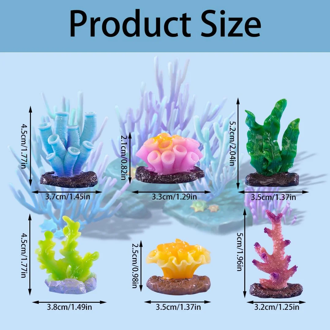 6 sztuk sztucznych roślin koralowych do akwarium dekoracyjna mikro dekoracja krajobrazu akwarium rafa ozdoba do akwarium dekoracja zbiornika miniaturowy mech krajobraz DIY (6 szt.)