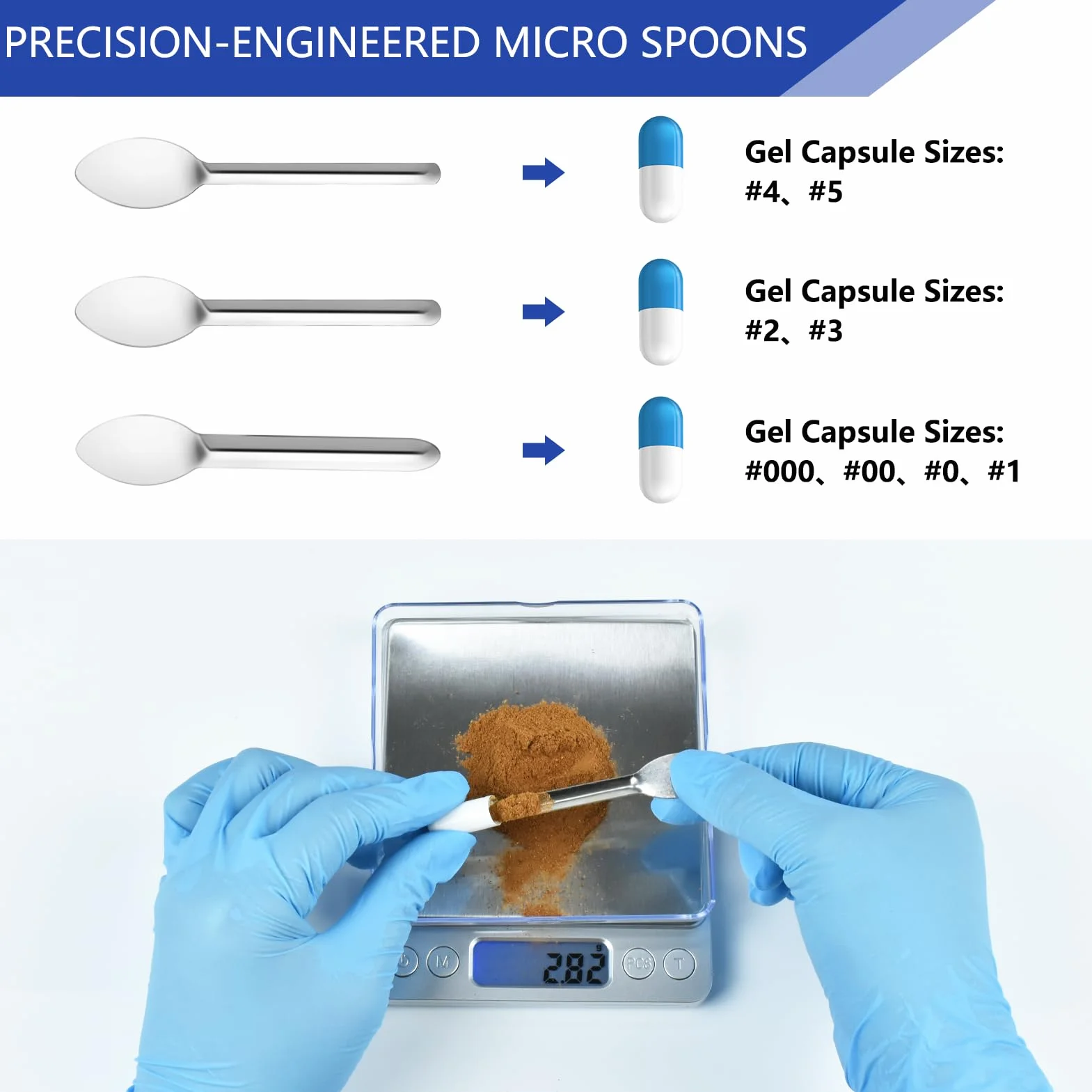 Artcome 12 szt. Versatile Capsule Filling Tool Kit for Pill Filler - Łyżki laboratoryjne, Dual-Ended Long Spoon and Herb Tamper - Idealne narzędzia do leczenia i suplementów - wszystkie rozmiary 000