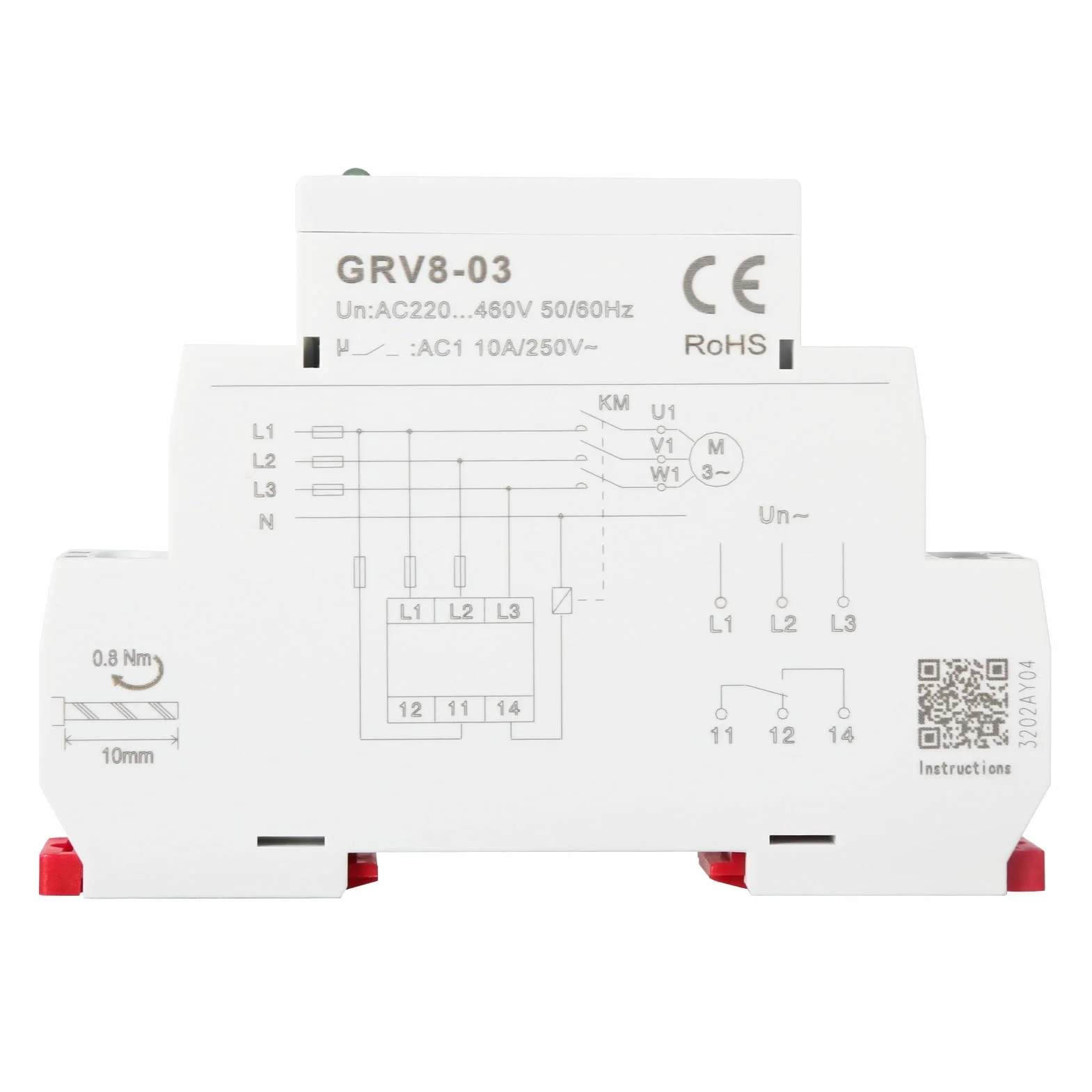 DEWIN Przekaźnik monitorujący napięcie, przekaźnik monitorujący fazy GRV8-03 M265 przekaźnik monitorujący napięcie, przekaźnik sekwencji faz i zabezpieczenie przed awarią faz