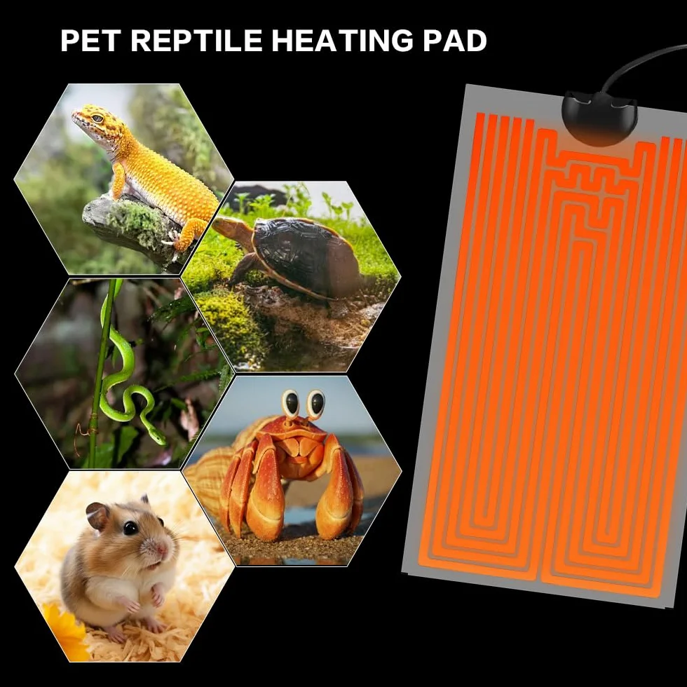 2 maty grzewcze do terrarium, mata grzewcza 14 W z termostatem z regulacją temperatury, regulowana poduszka grzewcza dla gadów, węży, jaszczurek, poduszka grzewcza do akwarium (28 x 15 cm)