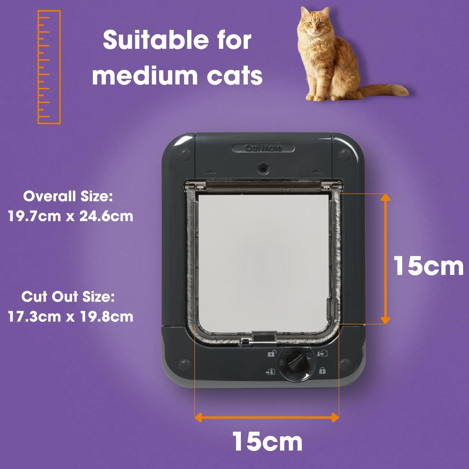 Cat Mate Microchip aktywowana klapa dla kota, dla maksymalnie 30 kotów, brązowa