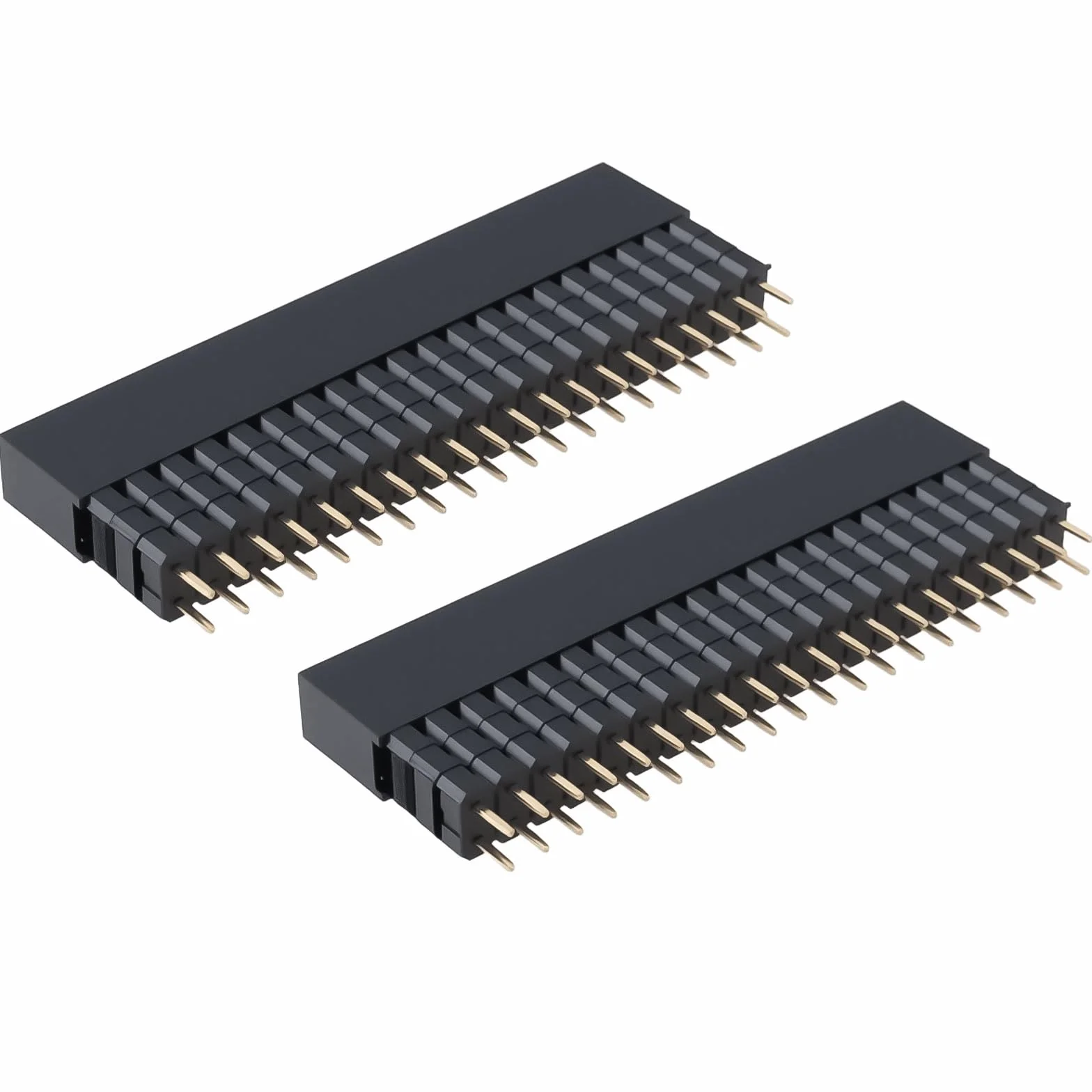 2 szt. 40-pinowy żeński nagłówek pinowy bardzo wysoka 3-rzędowa płytka PCB 2,54 mm złącza nagłówka kompatybilne z Raspberry Pi 51,4 x 5 x 6 mm