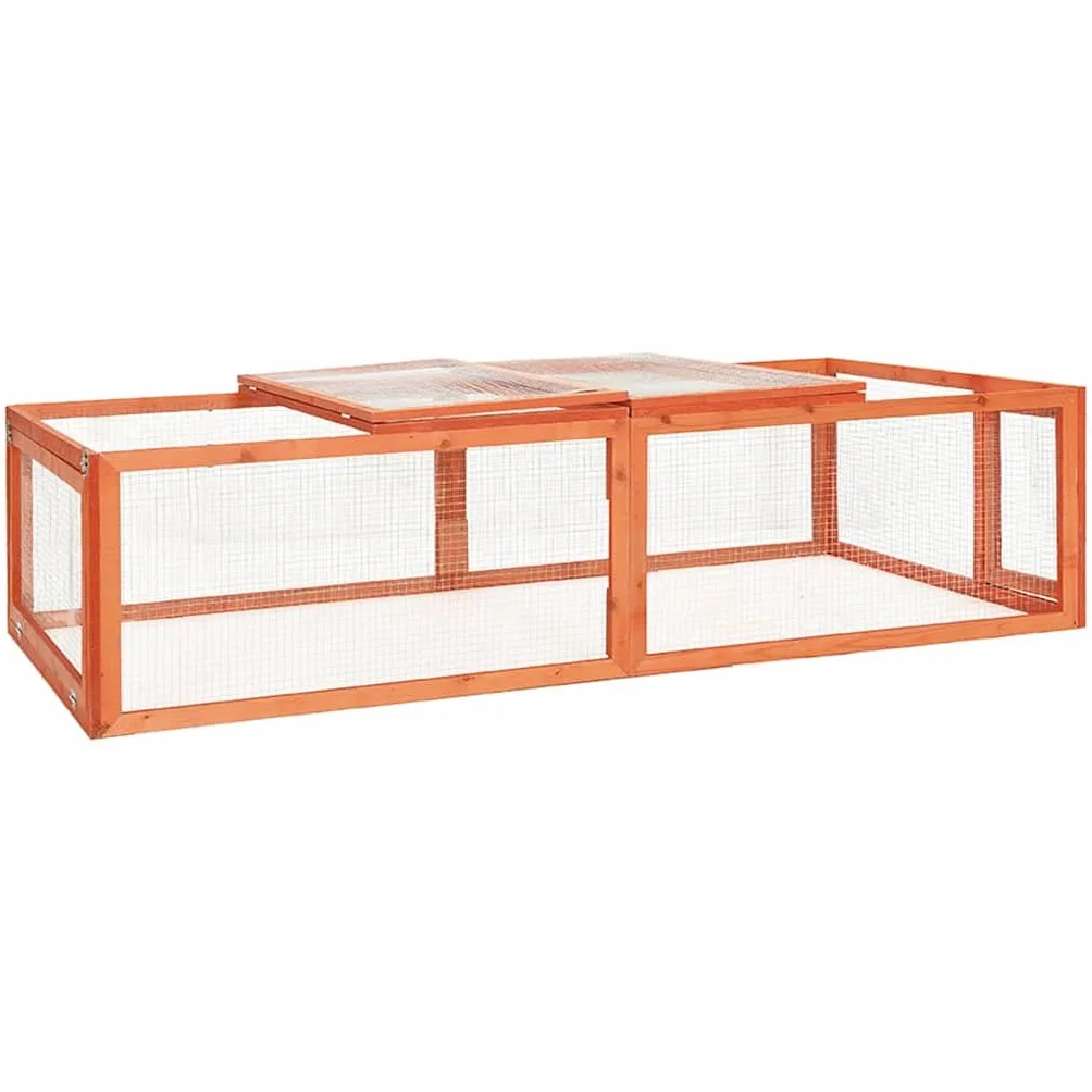 Stajnia dla królików z litego drewna 183 x 90 x 46,5 cm z ogrodzeniem z siatki i dachem ochronnym, domek dla małych zwierząt dla królików, świnek morskich, chomików, kojec outdoorowy do