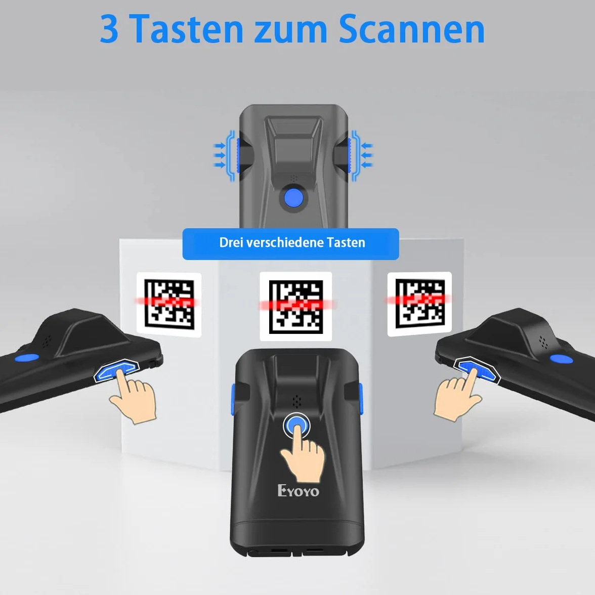 Czytnik kodów kreskowych Bluetooth 2D, Klip Skaner Retro Przenośny Akumulator Bezprzewodowy 3-w-1 USB do zarządzania zapasami Magazyn Szczegóły dla Telefonu z systemem Android, IOS