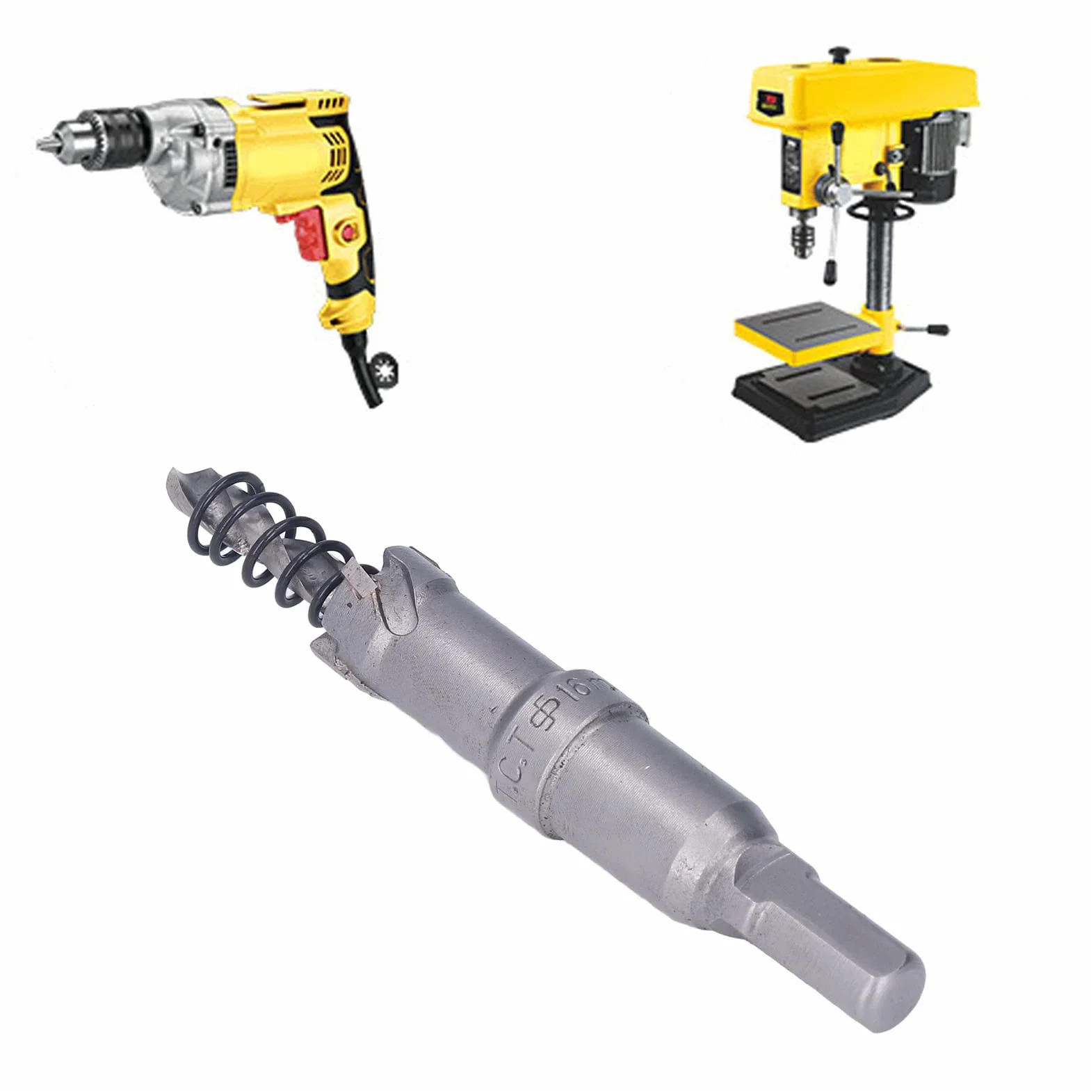 Otwornica 16-20mm Otwornica z węglików spiekanych Bit TCT Gruby zestaw do wycinania otworów w metalu z wiertłem rdzeniowym z kluczem sześciokątnym (16mm)