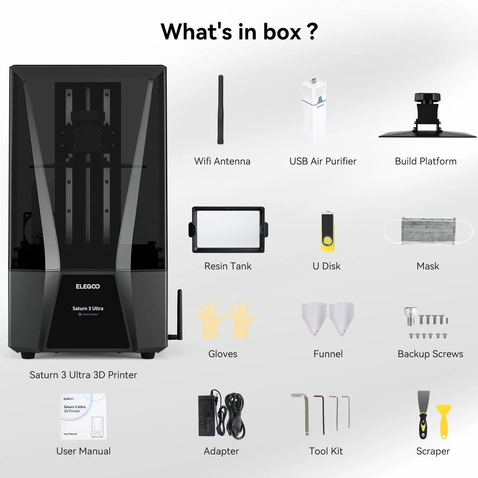 ELEGOO Saturn 3 UItra MSLA 3D Drukarka, Drukarka 3D Z Żywicy Biurkowej Z 10-Calowym Monochromatycznym Wyświetlaczem LCD 12K, Transfer Wi-Fi, 218,88 X 122,88 X 260 mm³ Duży Rozmiar Wydruku
