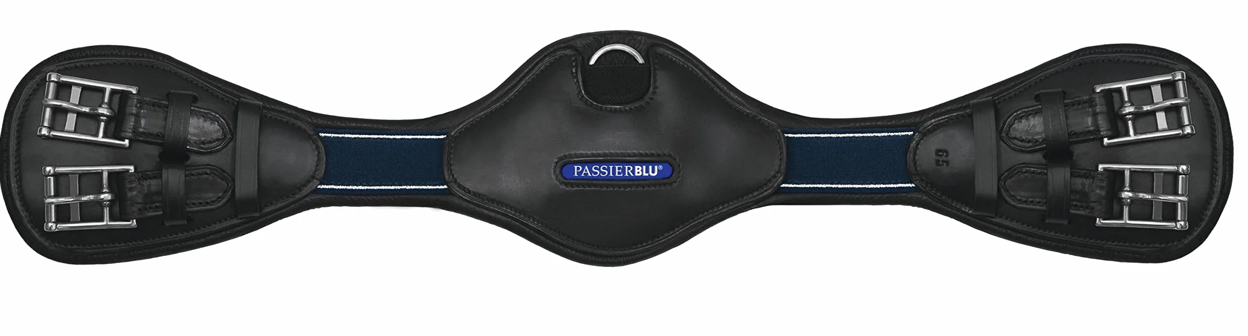 Pass Blue Wave pasek na siodełko czarna skóra z dekoltem na łokcie D-ring, Sattelgurt Länge: 75 cm
