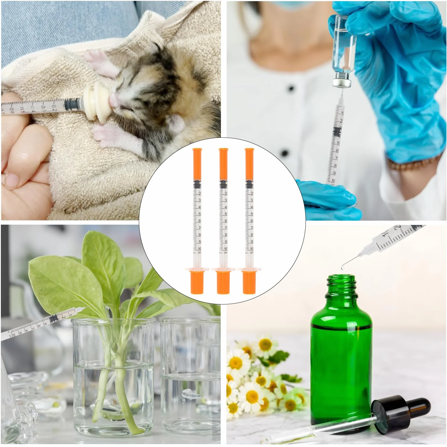 Strzykawka 1 ml 31 G x 8 mm do karmienia zwierząt i precyzyjnych zastosowań laboratoryjnych