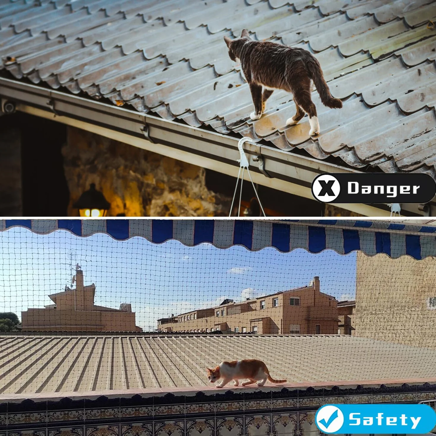 Siatka dla kota na balkon, 6 x 3 m, wzmocniona drutem, z linką mocującą 19 m, mocna, trwała, odporna na promieniowanie UV, odporna na warunki atmosferyczne, nadaje się na balkon, taras i okna