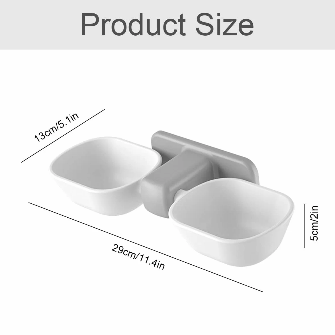 Miska na karmę dla kotów, miska dla kotów, podwójna miska dla kotów, karma dla kotów, montaż na ścianie, z podwyższonym uchwytem stojaka, Reduce Pets Neck Pain, zdejmowana miska