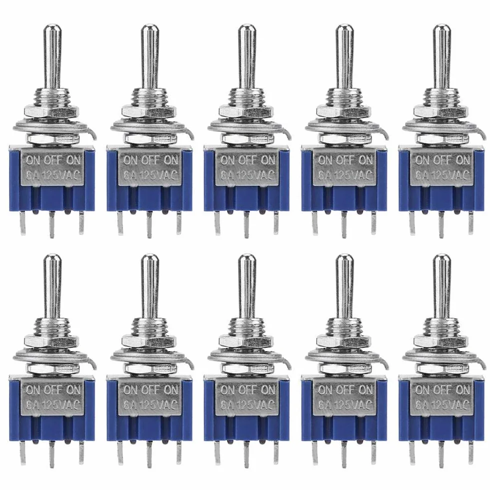 Mini Przełącznik Kołyskowy SPDT 3-Pozycyjny ON-OFF-ON 6A 125VAC 6mm