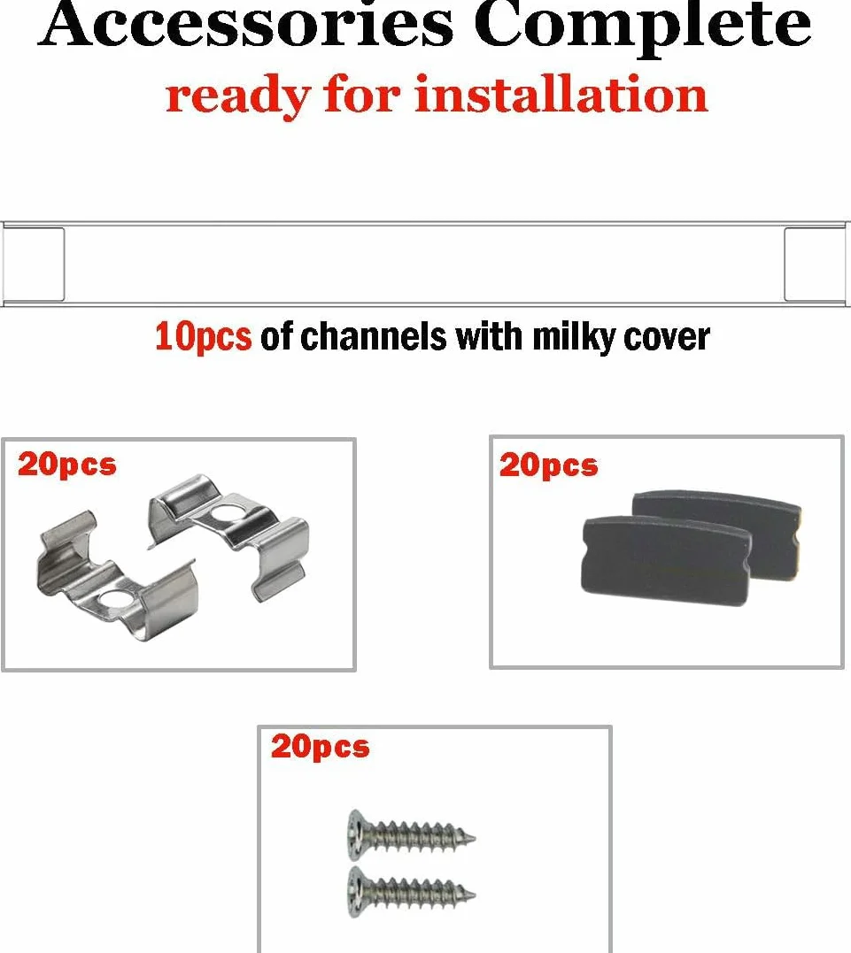 Czarny kanał aluminiowy do listwy 16 mm 10 szt. 1 m z profilami montażowymi