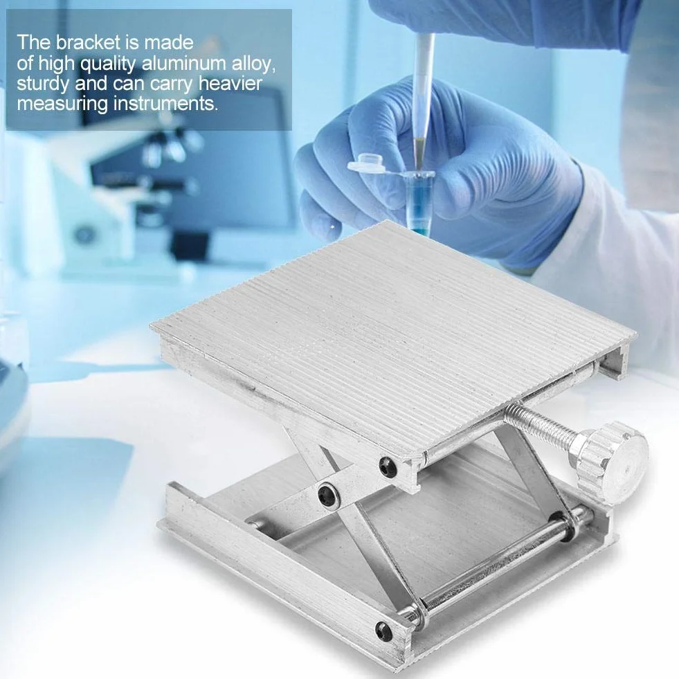 90 * 90mm Lab Lift Plattform Aluminiumlegierung Lab Jack Lift Rack Universal Level