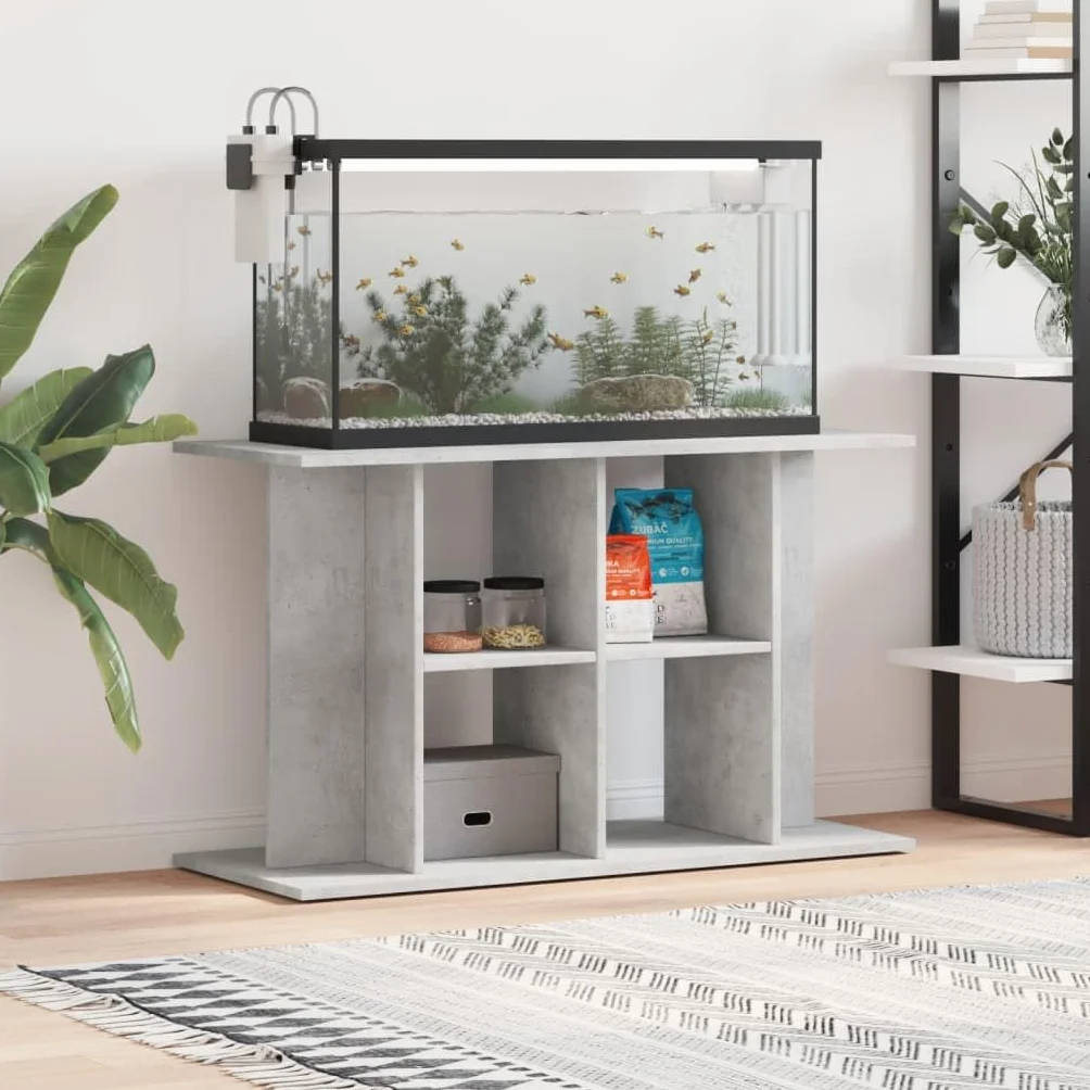 Stojak do akwarium, szary betonowy, materiał drewnopochodny, 100 x 40 x 60 cm, stabilna szafka dolna z miejscem do przechowywania akcesoriów do akwarium, uniwersalny stół, cokół, regał do