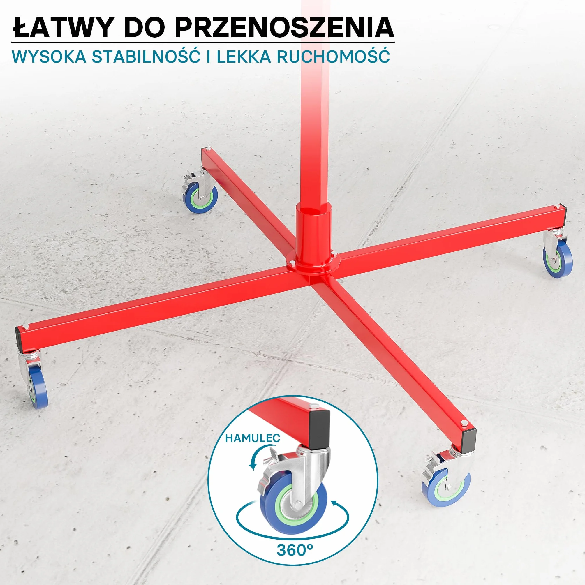 Podnośnik panelowy Wiltec 50 kg 190-330 cm 4 kółka hamulec postojowy