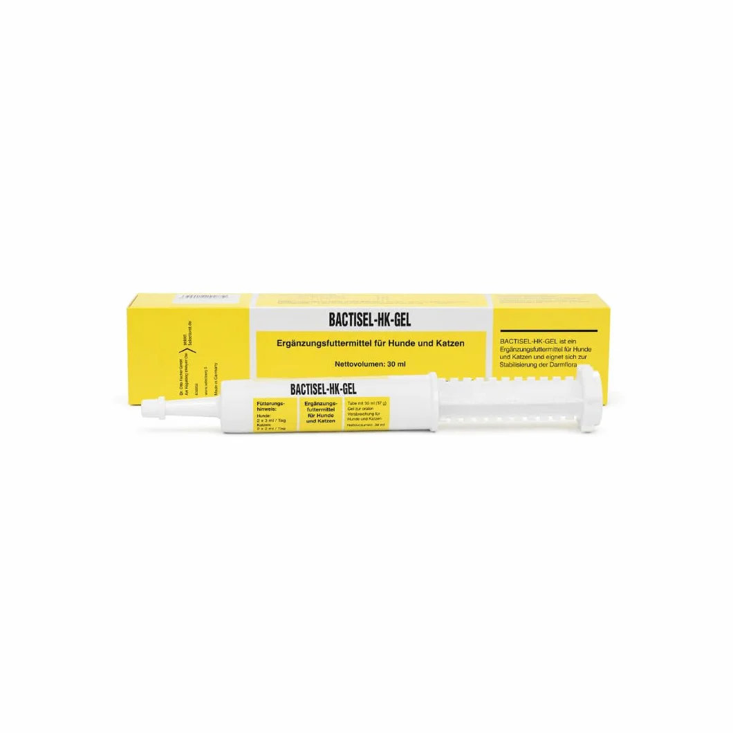 Bactisel-HK-Gel | Żel dla psów i kotów | 30 ml | z Enterococcus faecium | Selectavet | Karma uzupełniająca | Do stabilizacji mikroflory jelitowej w przypadku niedoskonałości | Z witaminą A i K3