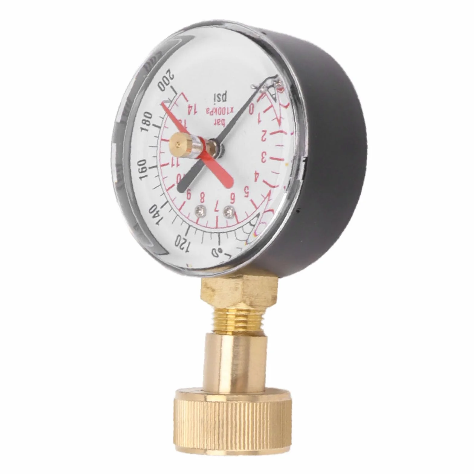 Manometr 0-200 Psi, Miernik Ciśnienia Wody ze Stopu Aluminium z żeńskim Gwintem Węża 3/4 do Wymiany w Celu Wymiany Domowej Wody Pitnej, Rura Domowa