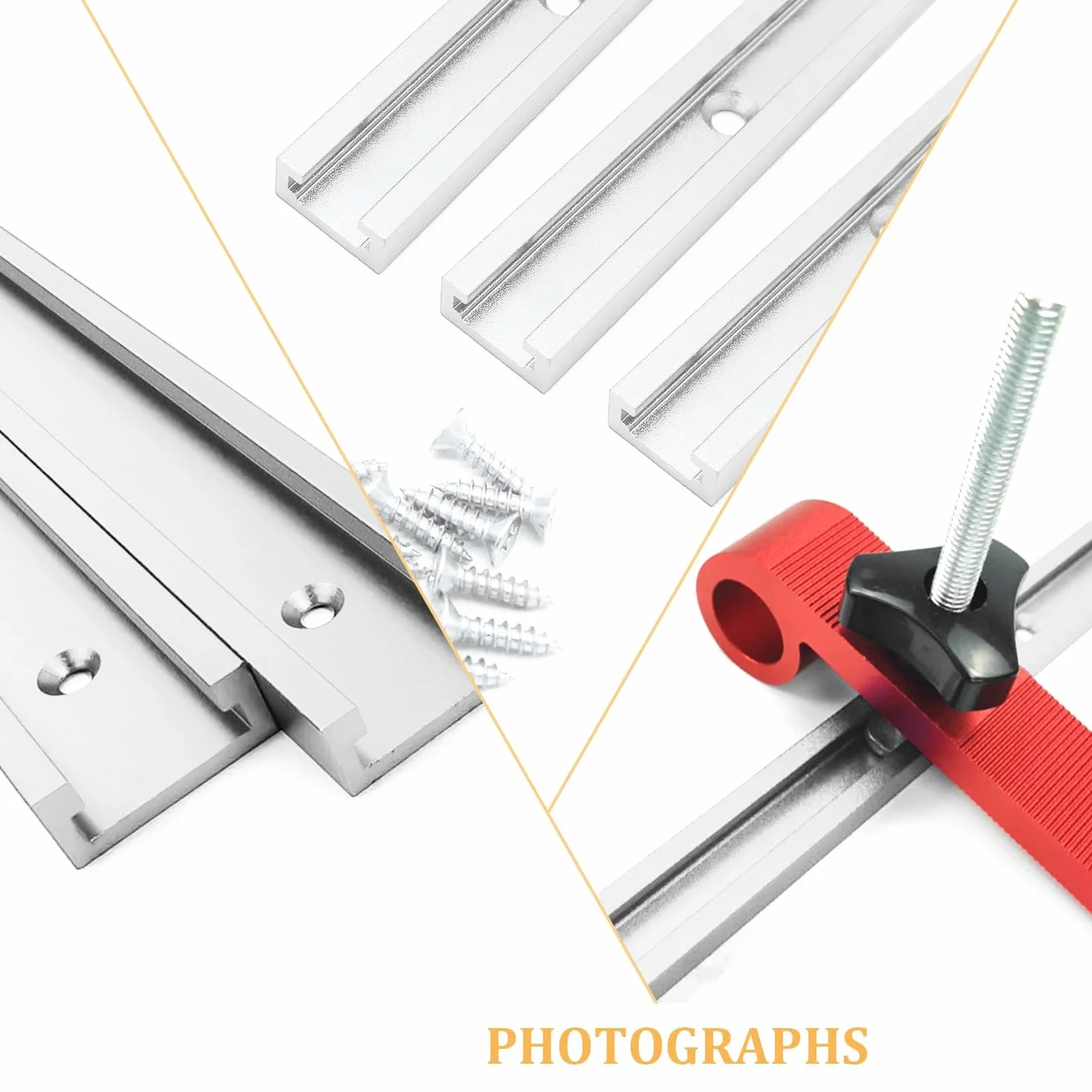 2 sztuki aluminiowych prowadnic T-Slot o długości 400 mm, zestaw prowadnic skośnych T-Nut, prowadnica z suwakami M8/M6, prowadnica służąca do montażu (srebrna)