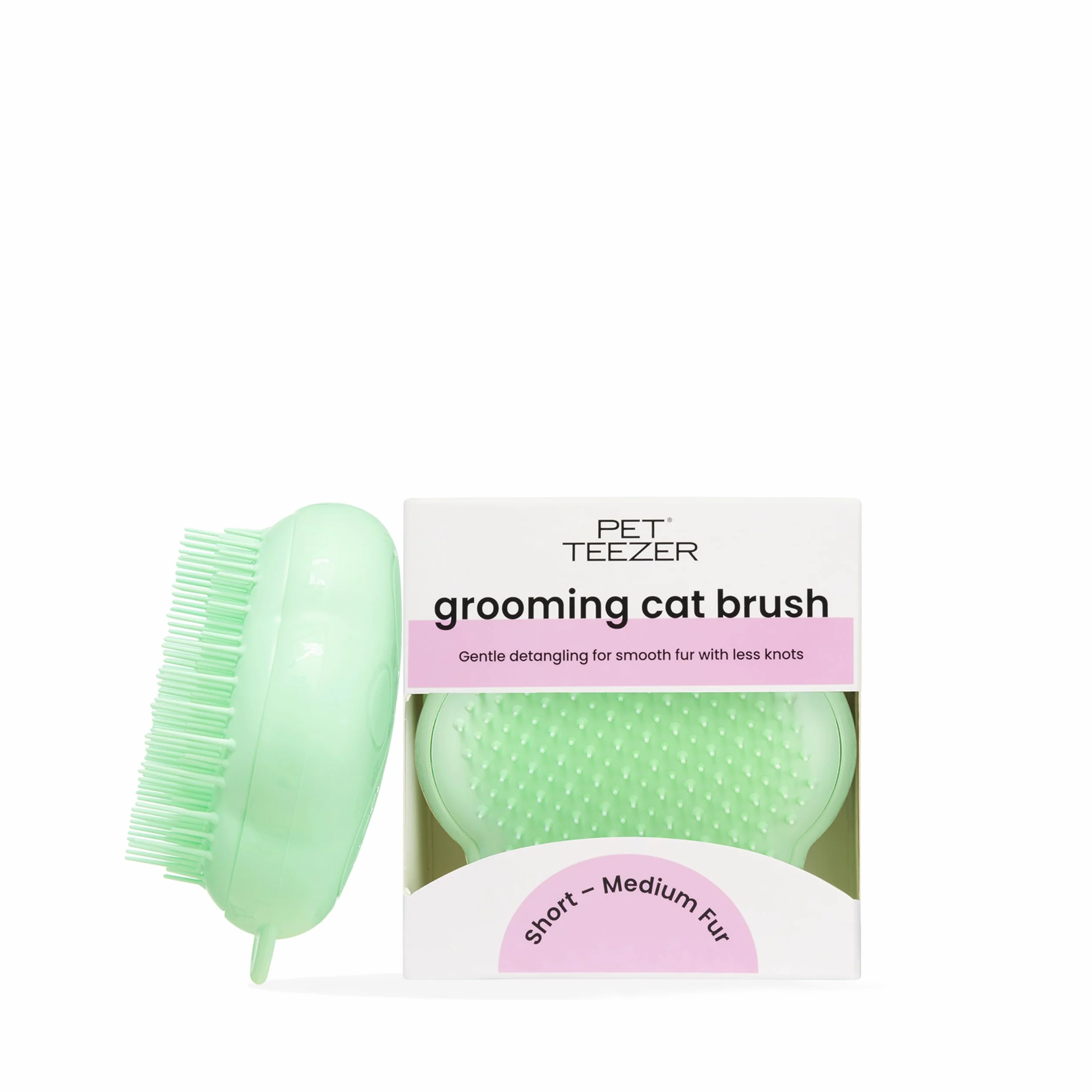 Tangle Teezer Pet Teezer - Dla kociąt i kotów o sierści krótkiej i średniej długości - Dwuwarstwowa szczotka do czesania dla kotów dodaje gładkości i połysku - Zielona