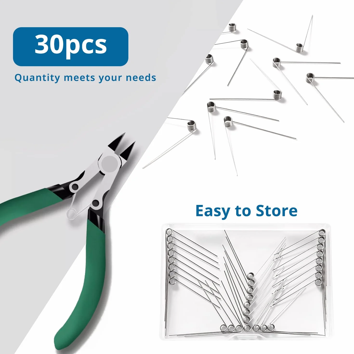 Sprężyny Skrętne ze Stali Nierdzewnej 0.5x4.5 mm 60° Prosta 30 Sztuk