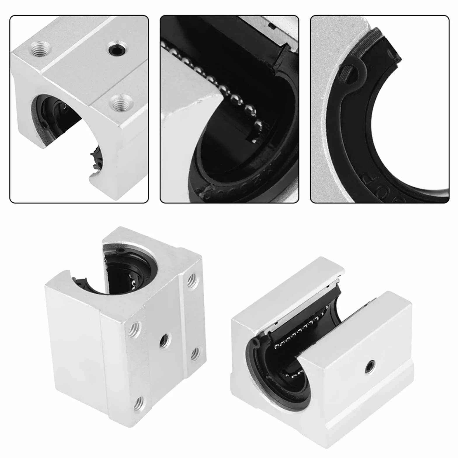 SBR20UU Blok Łożyska Liniowego 20mm Stop Aluminium Otwarte Łożysko Kulkowe Części Routera CNC 4 Sztuki