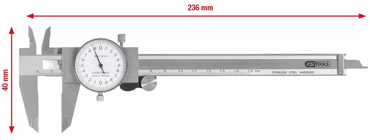 KS Tools Suwmiarka zegarowa dokl. pomiaru +/-0,02