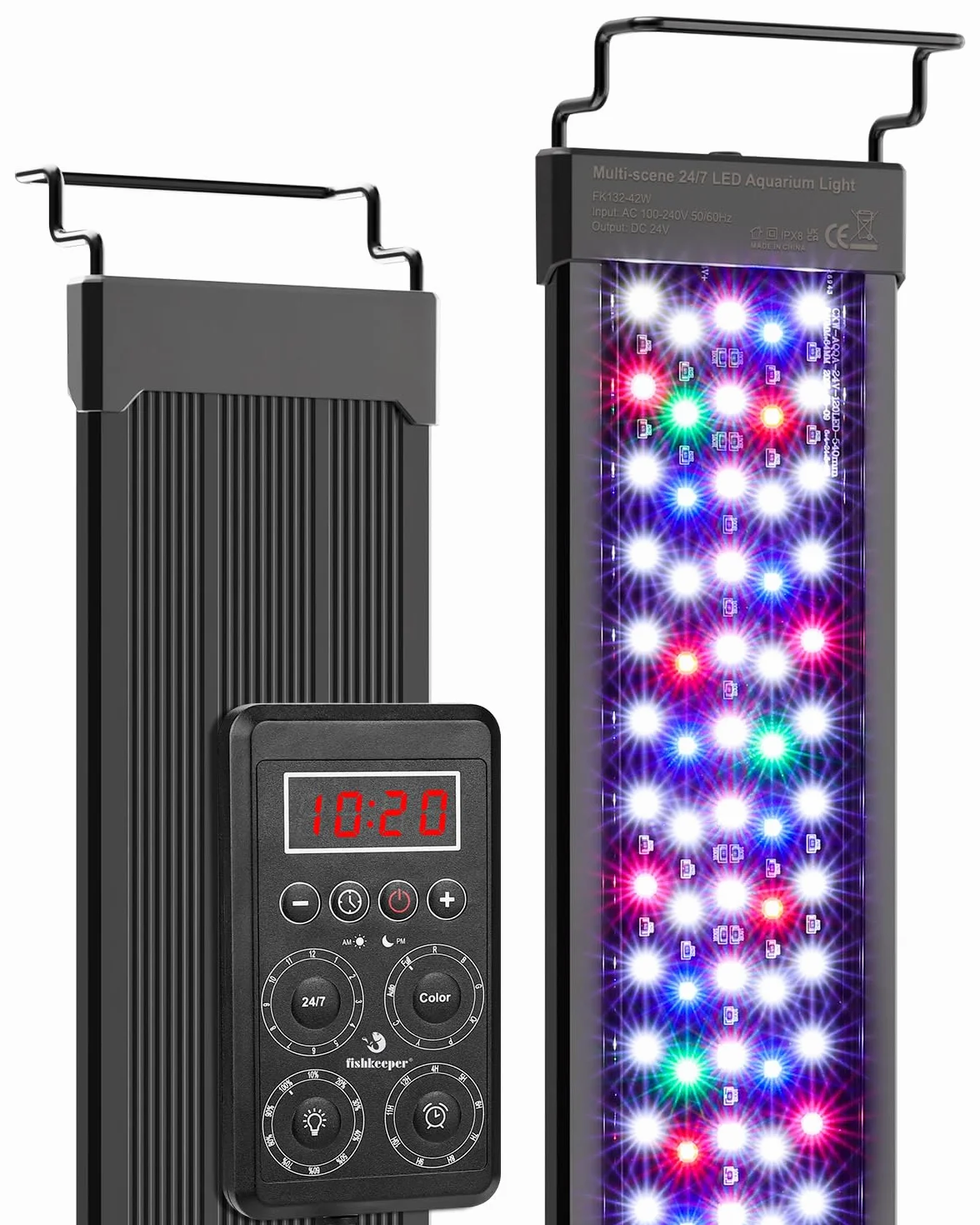 fishkeeper Inteligentna lampa do akwarium, IP68 oświetlenie LED do akwarium z synchronizacją w czasie rzeczywistym jednym przyciskiem i funkcją pamięci, 24/7 pełnospektralna lampa do roślin