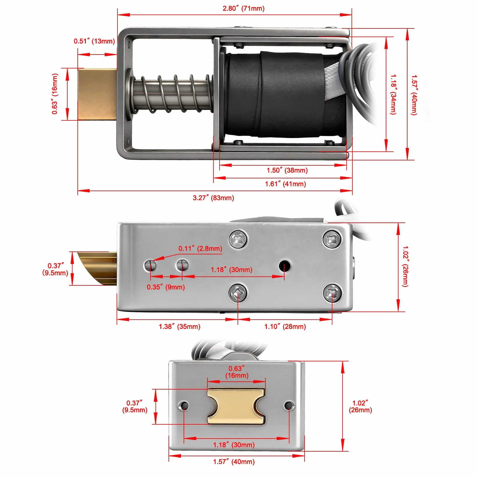 Heschen Elektromagnes HS-S1670DL DC12V 3A 40N skok 10 mm push pull zamek drzwi z otwartą ramą