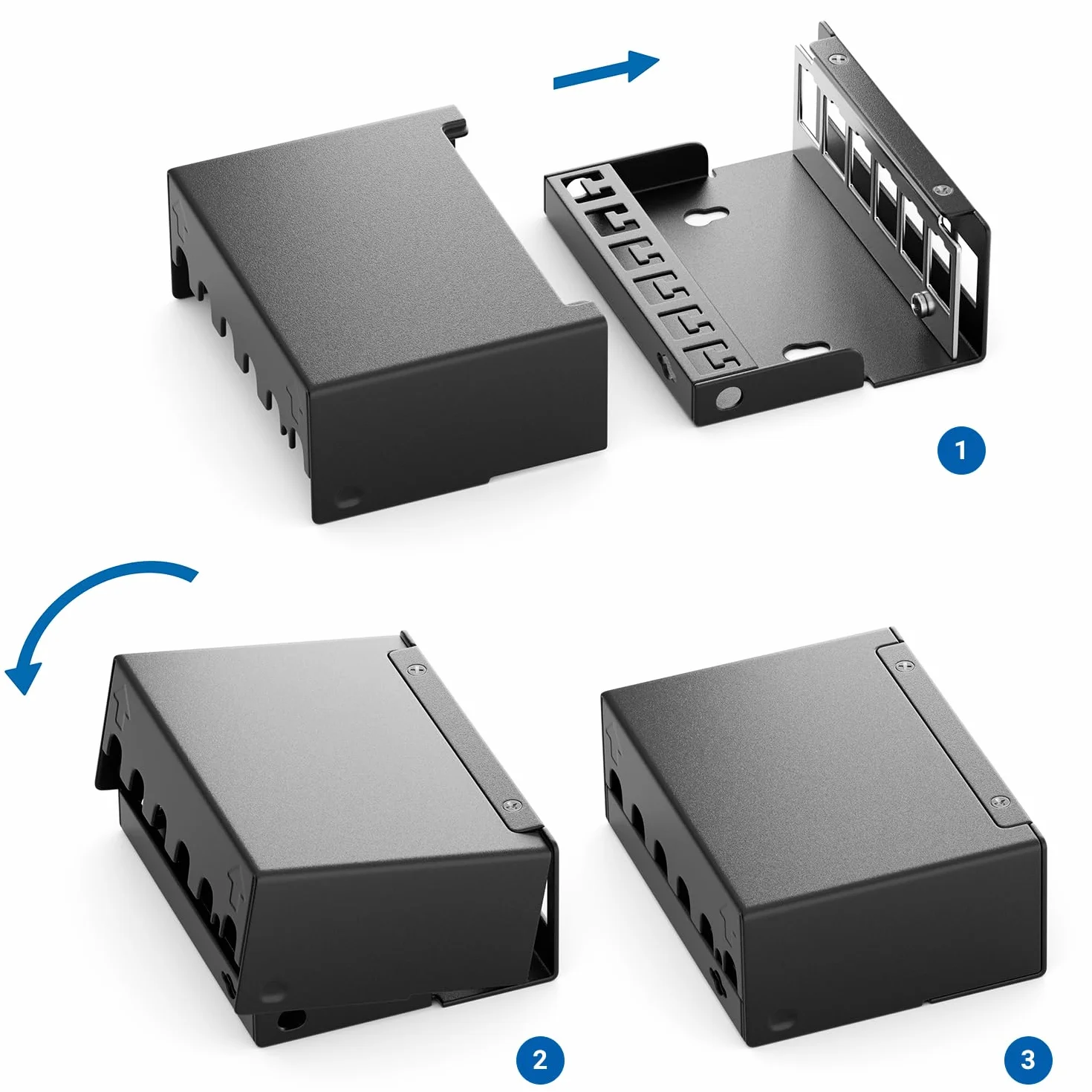 deleyCON 6 Porty CAT7 Zestaw Paneli Krosowych z 6x CAT.7 RJ45 Moduł Keystone Jack STP 10 Gbit/s - Kompatybilny z Kabel Instalacyjny CAT6 CAT6a CAT7 CAT8 Ethernet LAN DSL Kabel Sieciowy - Czarny