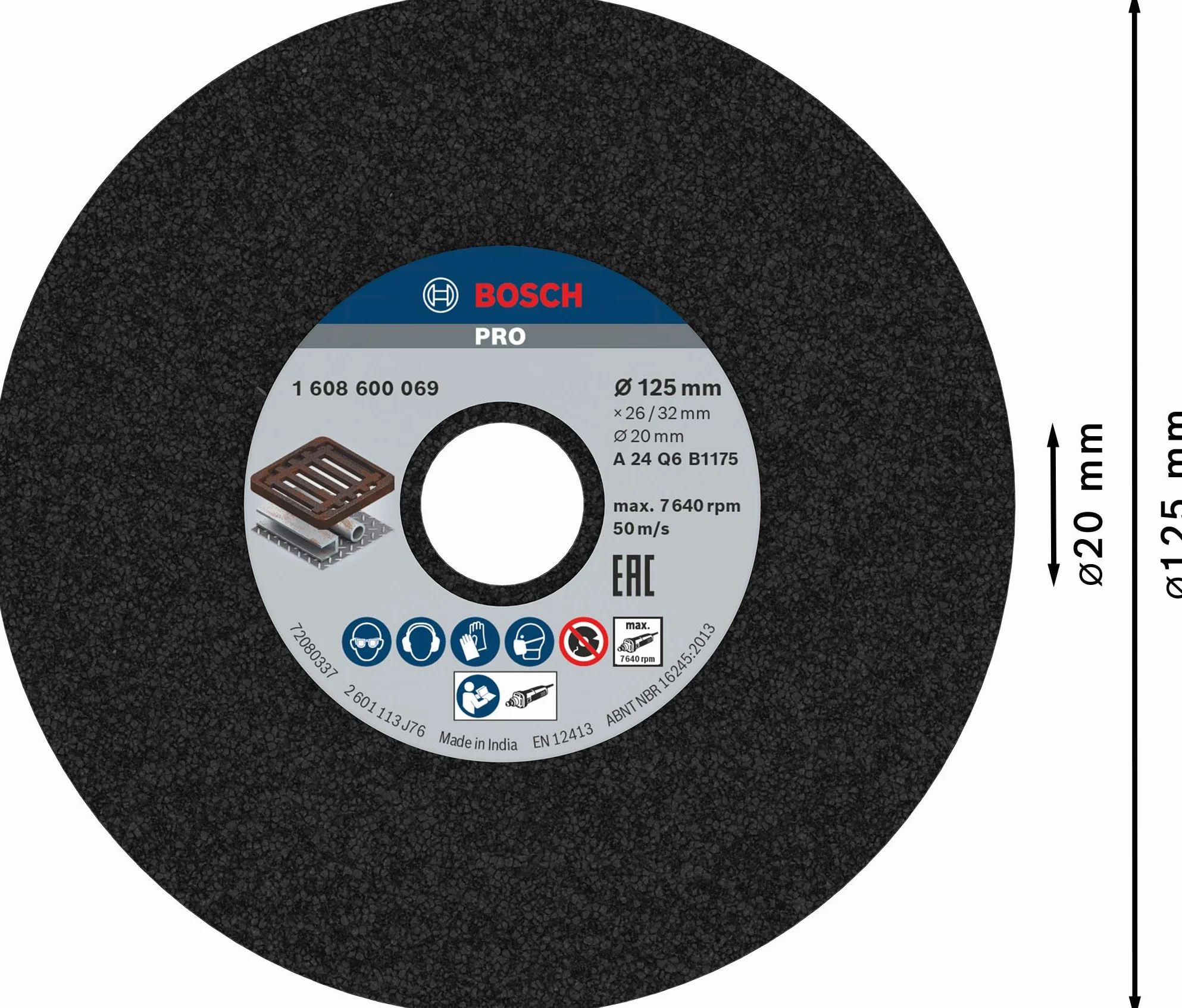 Bosch 125 x 26/32 20mm Bore Grinding Wheel A24Q6B1175