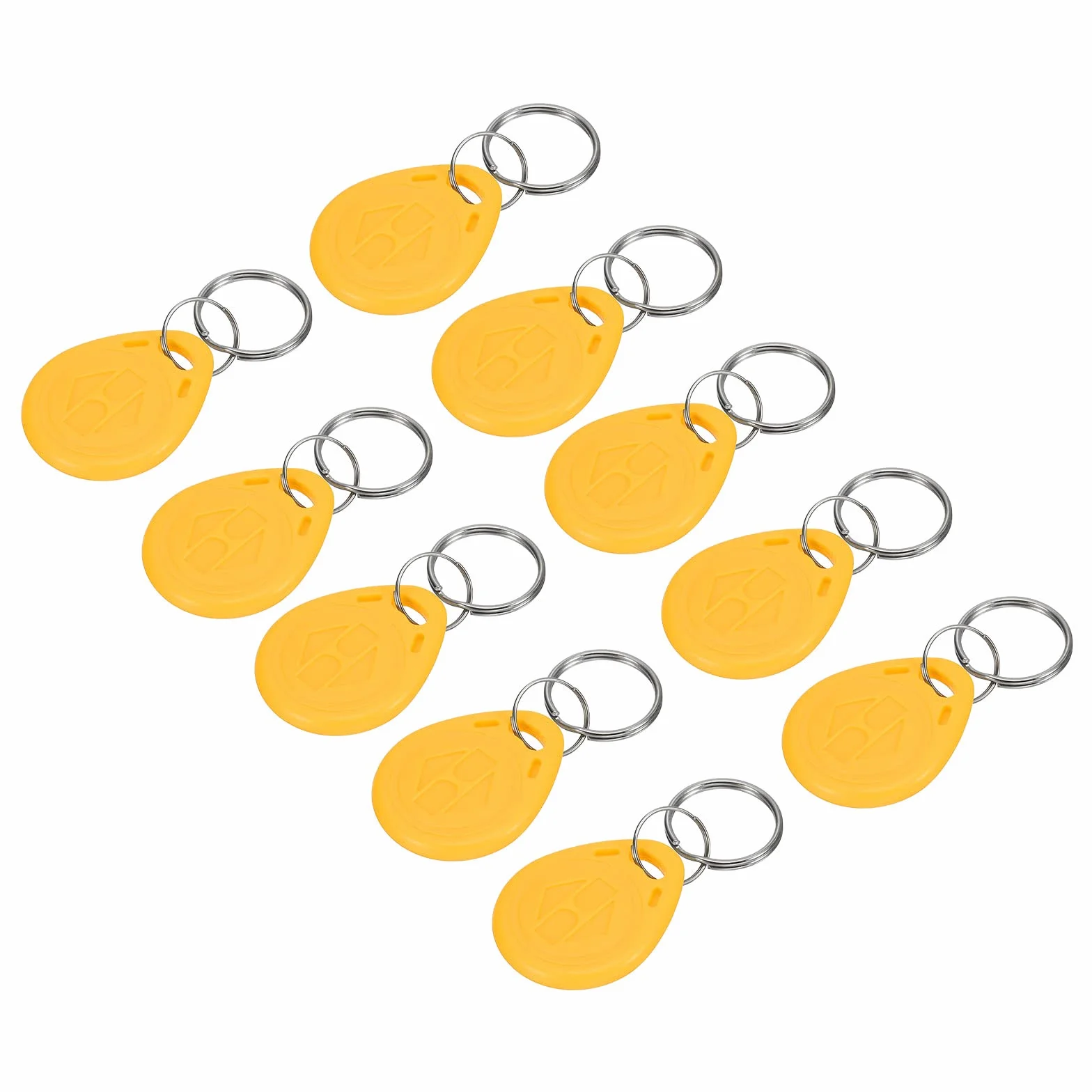 sourcing map Zestaw 10 sztuk kart ID breloczek do kluczy RFID 125 kHz do zapisu Tag Token żółty