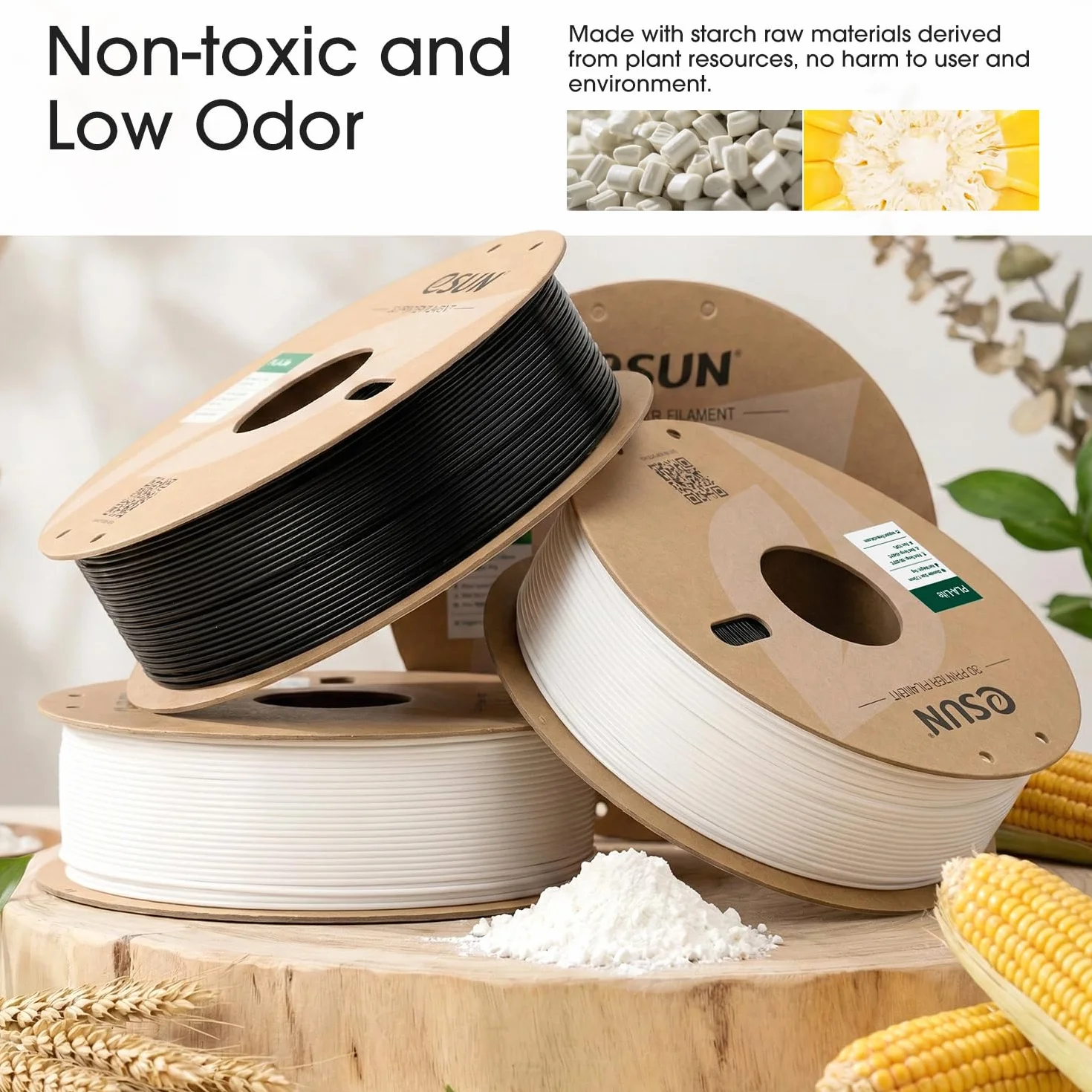 eSUN PLA Filament 1,75 mm dokładność wymiarowa +/- 0,03 mm 2KG Chłodna biel + czerń