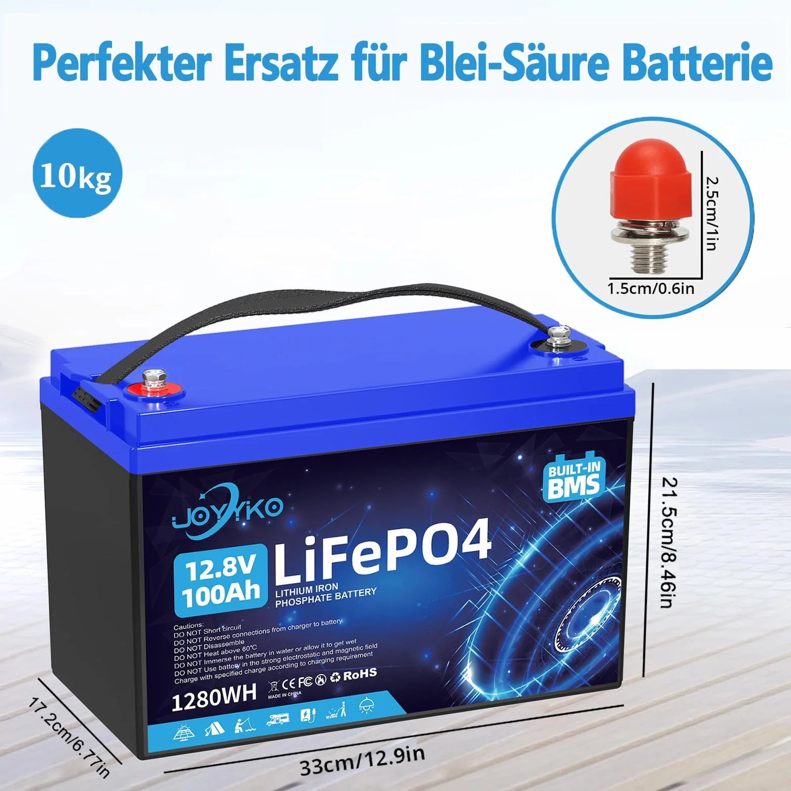 Bateria Litowa Lifepo4 100 Ah 12 V Głębokimi Cyklami BMS Przenośna Zamiennik
