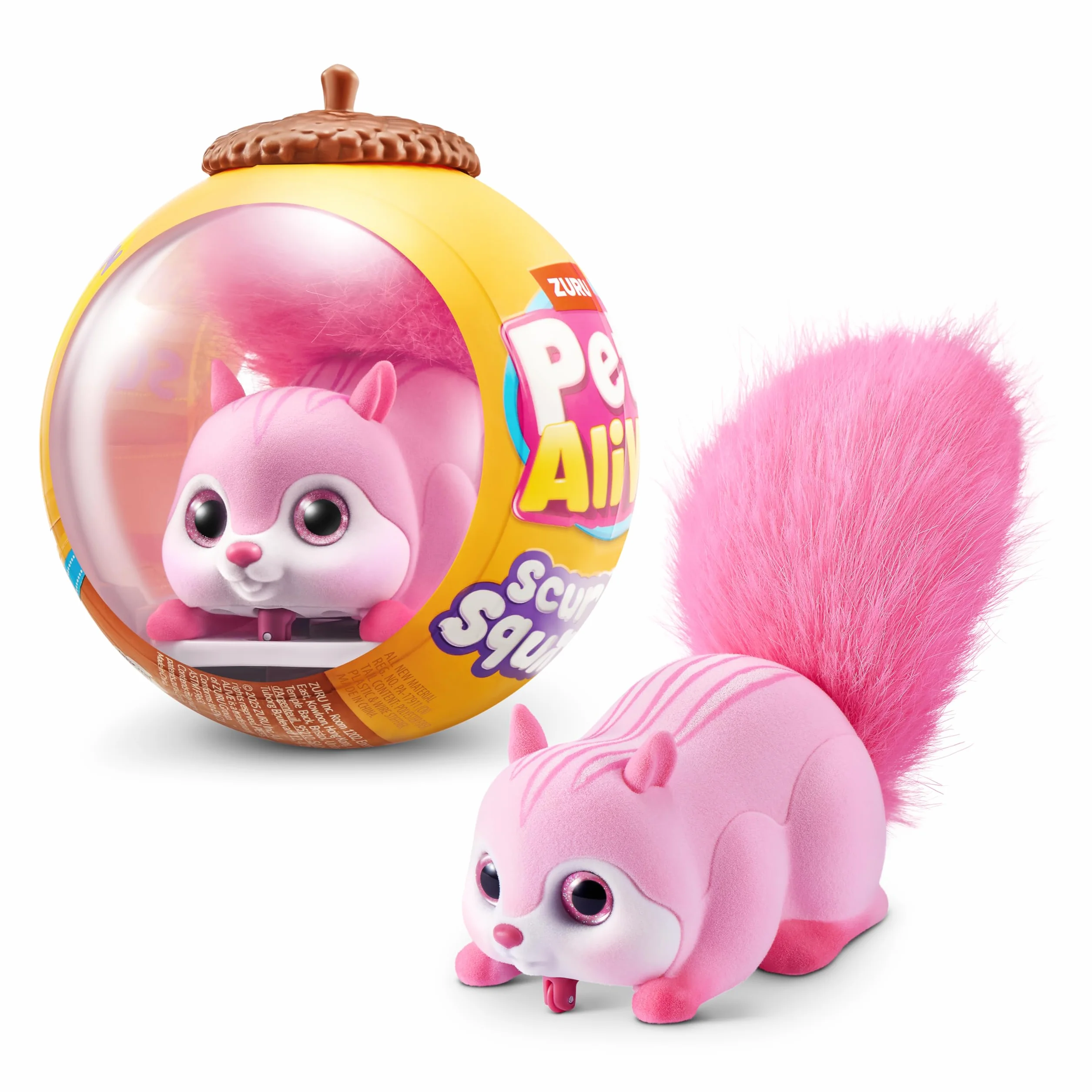 Pets Alive Scurry'n Squirrel Pink firmy ZURU – interaktywny robot zwierzak, ruchoma wiewiórka z realistycznymi mi i dźwiękami, od 2 lat