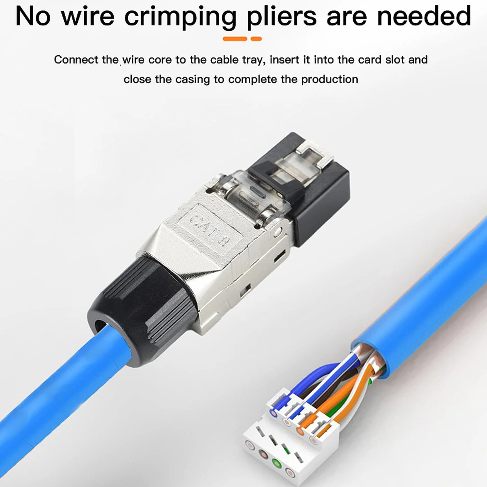 Złącze Cat7 RJ45 bez użycia narzędzi, ekranowana konstrukcja ze złotymi stykami, obsługa 10 Gb/s 500 MHz, kompatybilny z sieciami Cat6/Cat7, do okablowania domowego i biznesowego