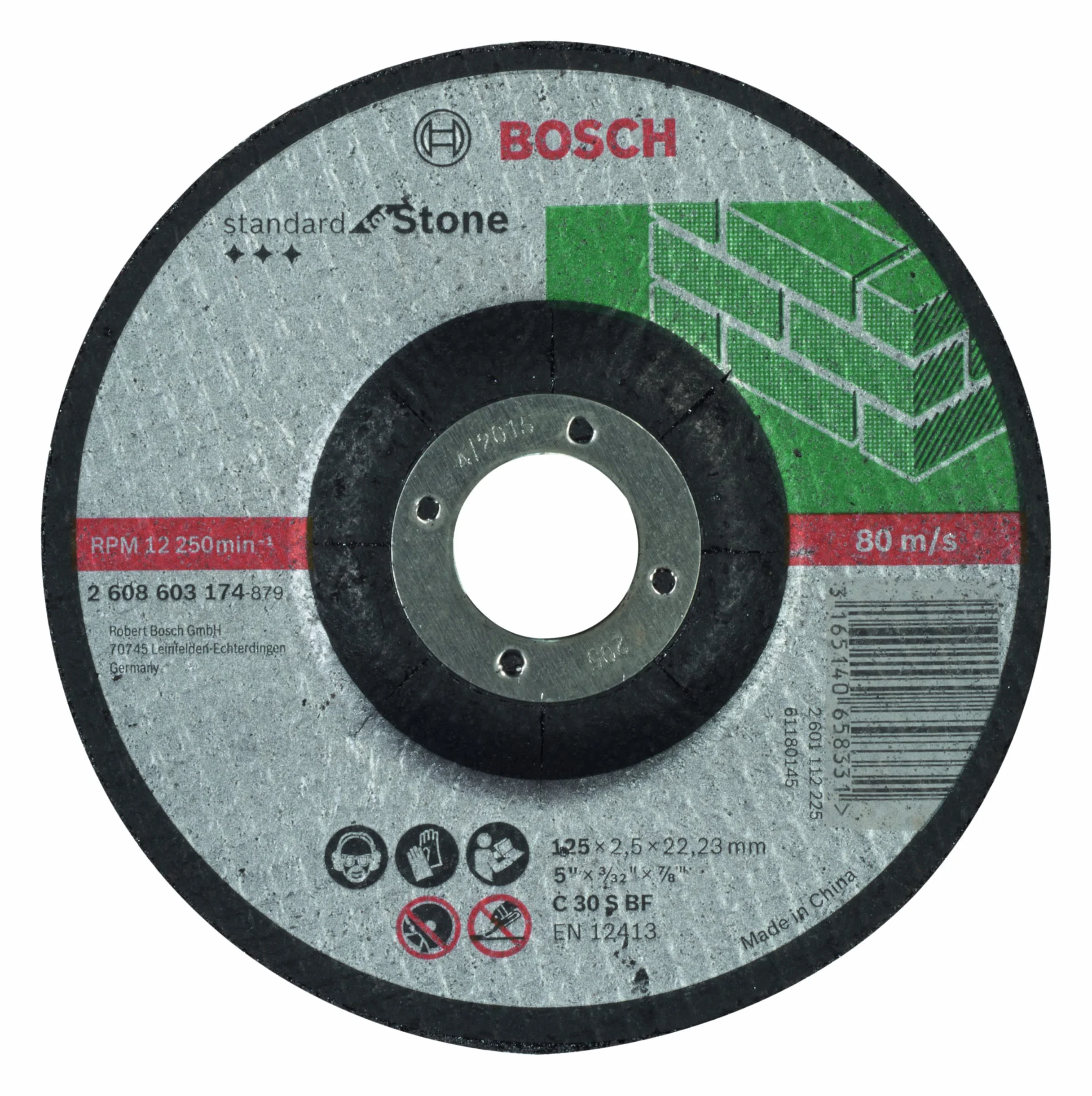 Bosch Professional 1 x tarcza tnąca wygięta Standard for Stone (kamień, C 30 S BF, Ø 125 mm, 2,5 mm, akcesoria do szlifierki kątowej)