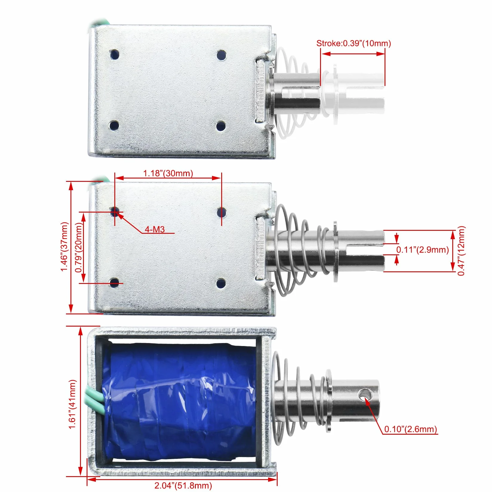 Hechen elektromagnes elektromagnetyczny, HS-1250, DC12V, 3,7A, 60N, skok 10mm, typu push pull, zamek do drzwi z otwartą ramą