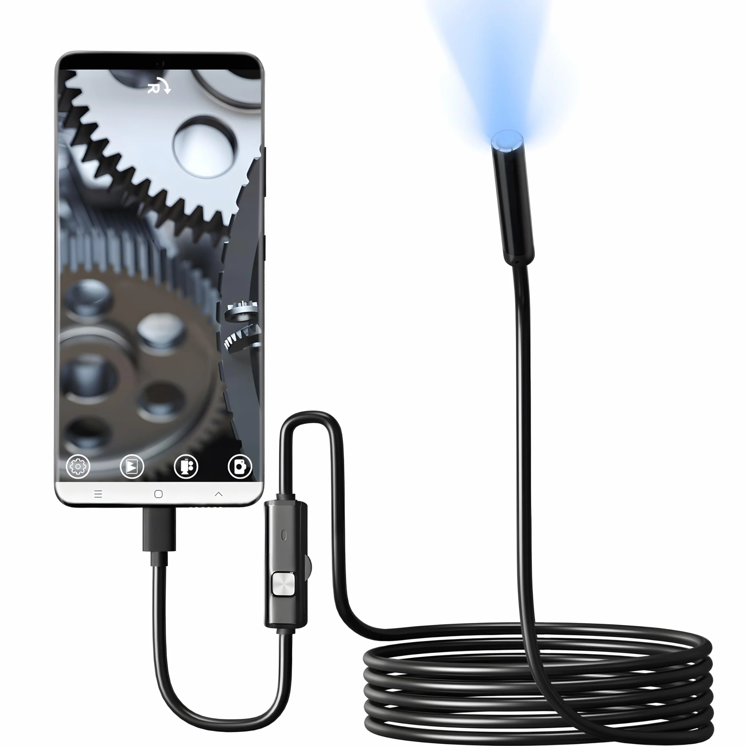 Retoo Kamera endoskopowa IP67 wodoszczelna HD z mikro-USB i USB-C 8 LED