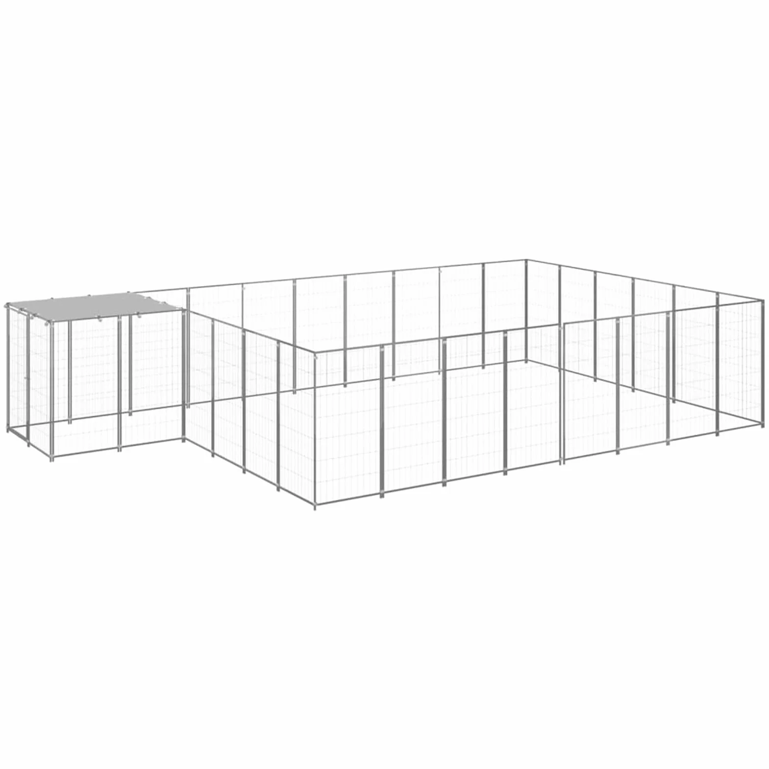 Homgoday Hodowla dla psów, srebrna, 15,73 m², stal, kojec dla psów, kotów, królików, 1707, zwierzęta i artykuły dla zwierząt domowych