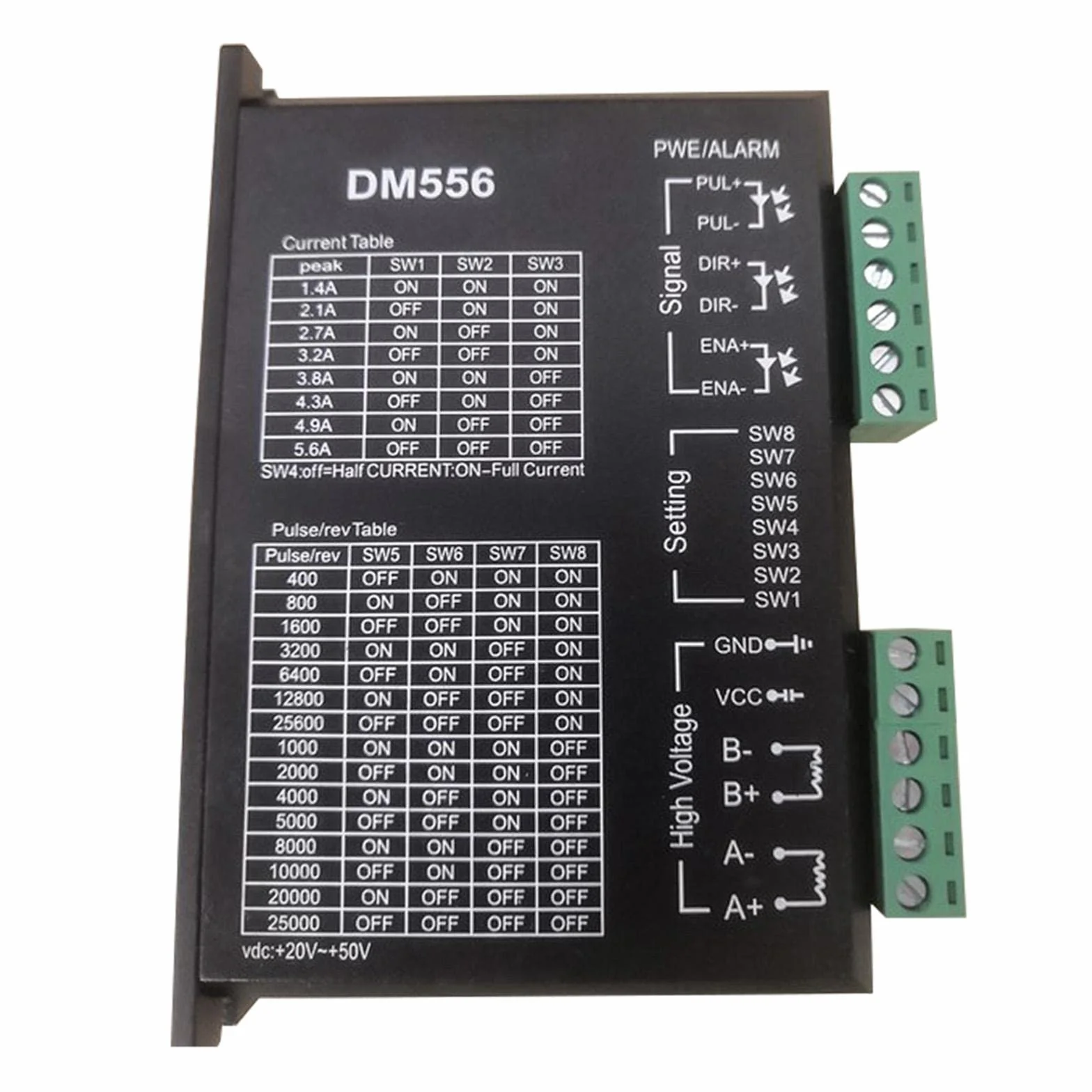 Sterownik silnika DM556 – 2-fazowy sterownik silnika krokowego 42/57 sterownik silnika krokowego 24 V-50 V DC
