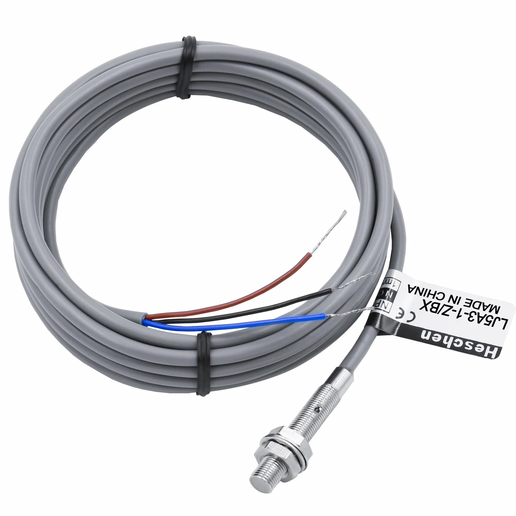 Heschen M5 Indukcyjny czujnik zbliżeniowy przełącznik typ osłony LJ5A3-1-Z/BX detektor 1 mm 10-30 VDC 150 mA NPN normalnie otwarty (NO) 3 przewody
