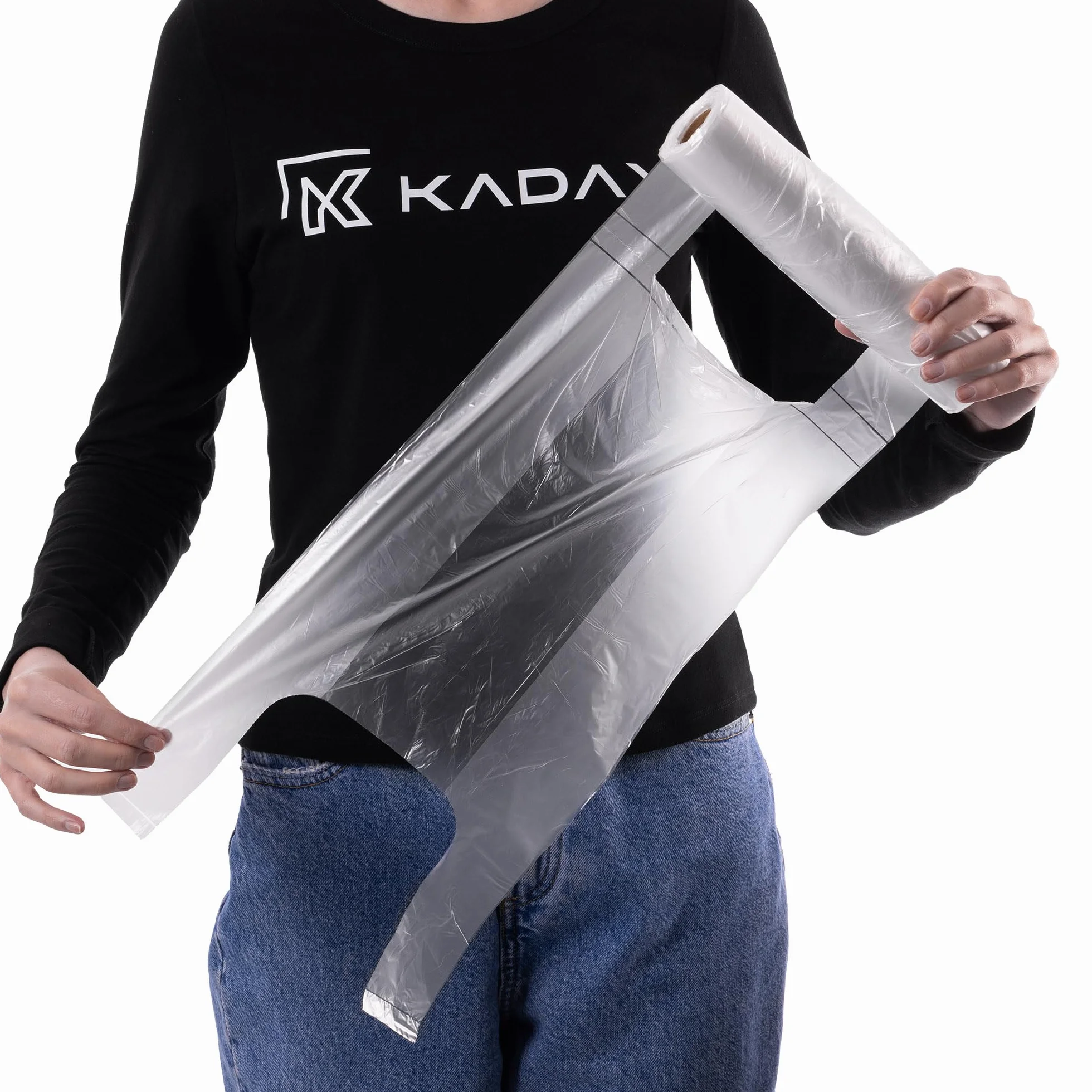 KADAX 3 x torby 42,5 × 22 cm, 120 sztuk, woreczki węzłowe na rolce, torebki na koszulę z folii HDPE, torebki na koszulę, torebki plastikowe z uchwytami, plastikowe torebki